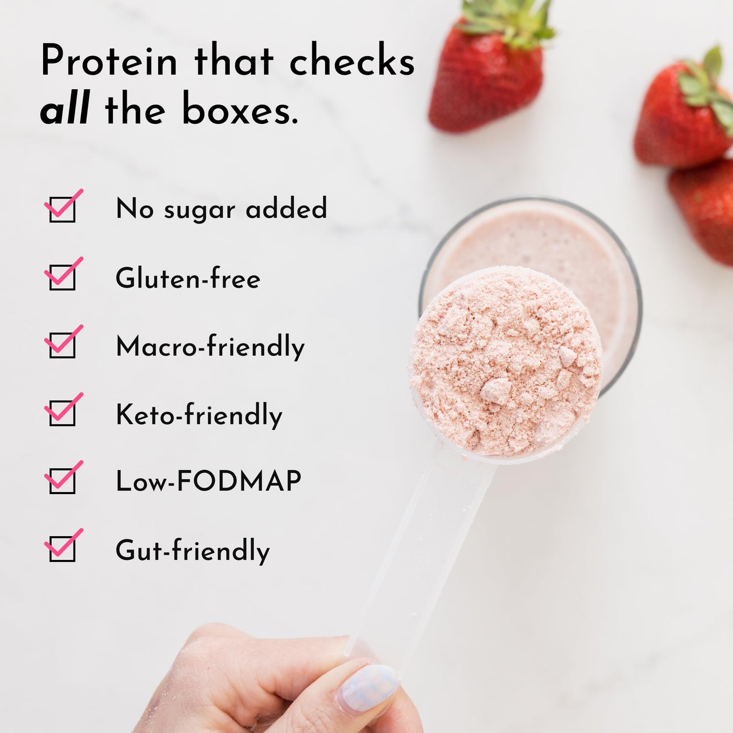 JUST INGREDIENTS Strawberries & Cream Protein Powder, 20 Servings
