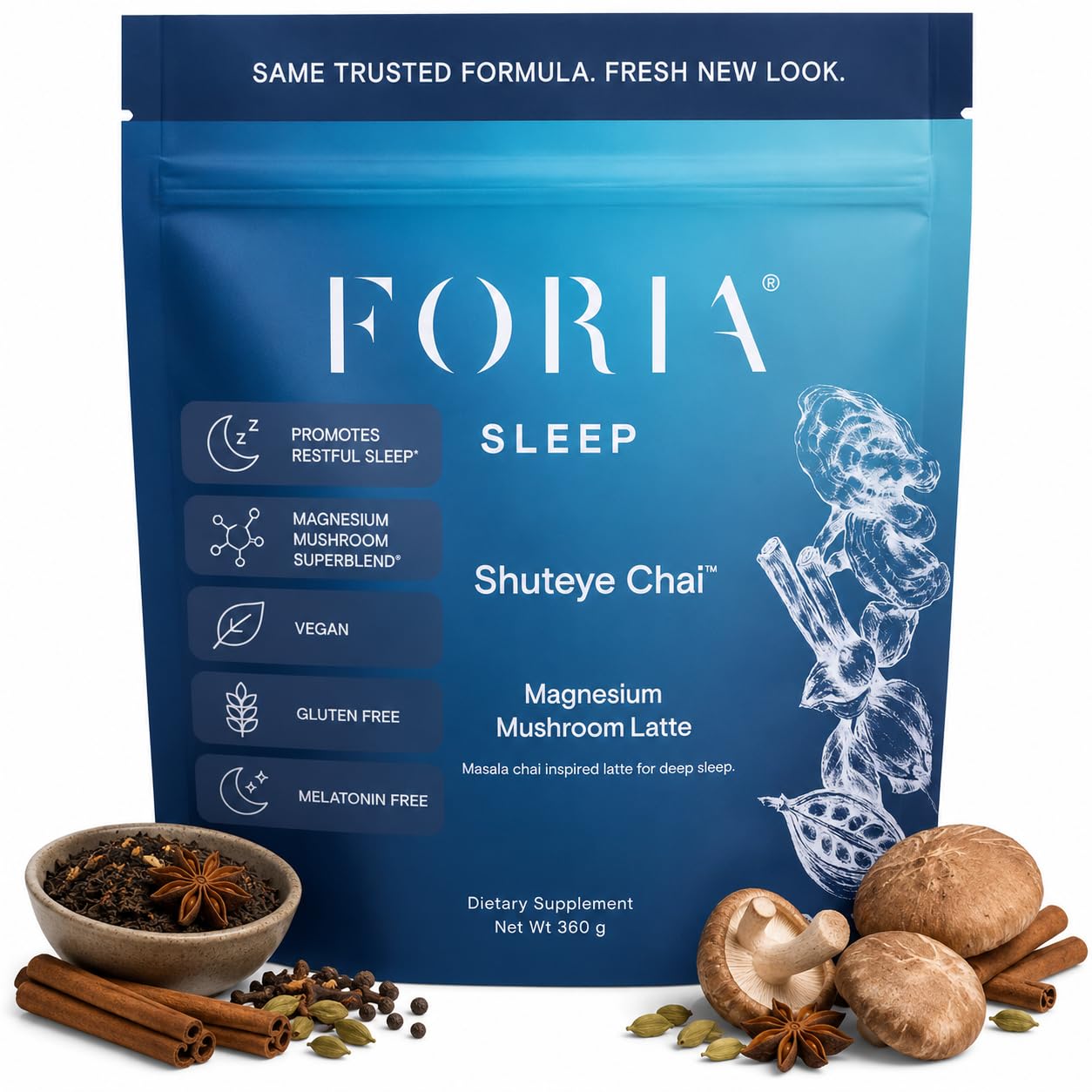 FORIA Shuteye Chai Magnesium Powder Supplement, 12.7 Ounce