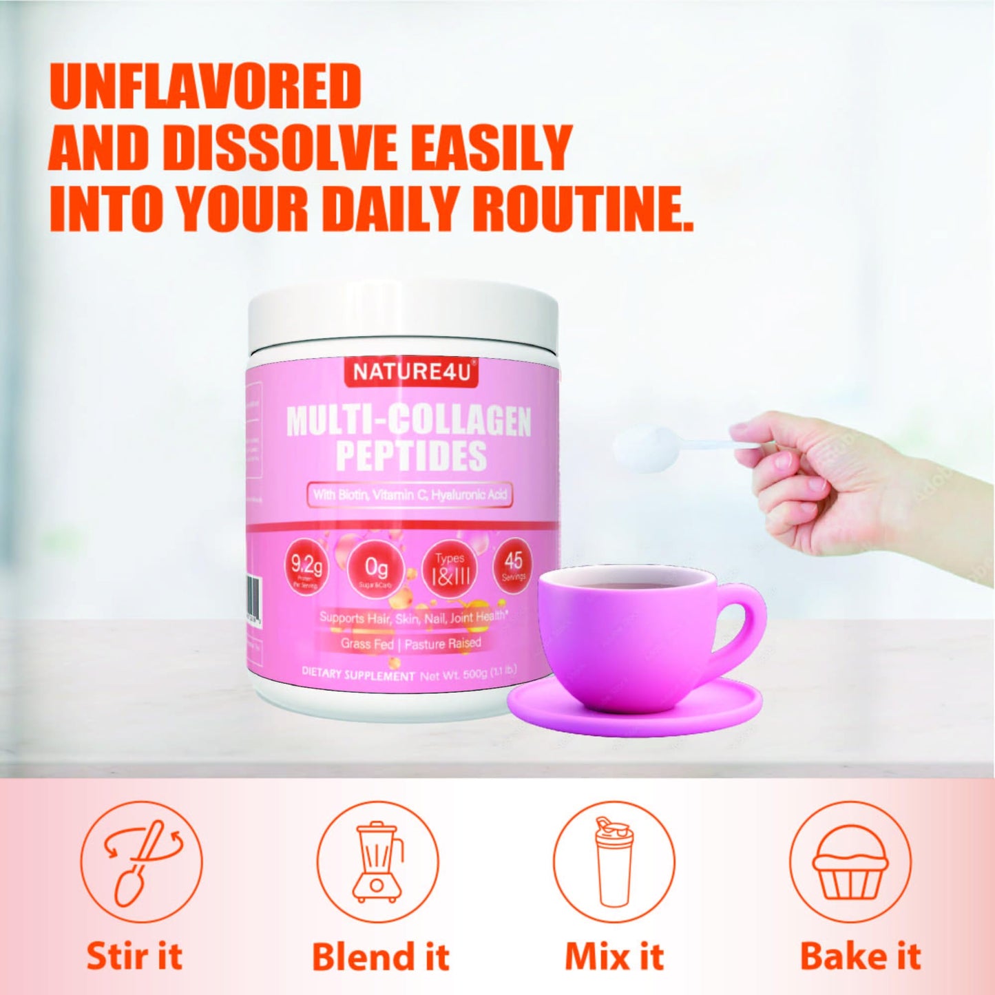 Nature4U Multi Collagen Peptides Powder 18