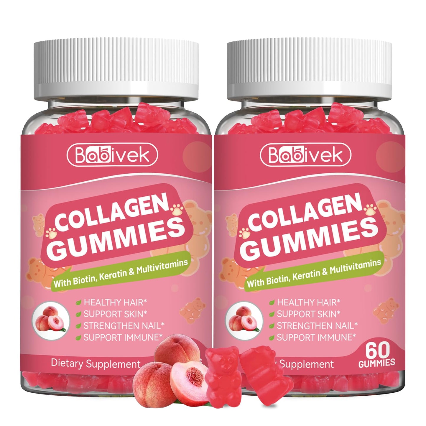 Babivek Collagen Gummies for Women & Men, Gummy, 60 Count