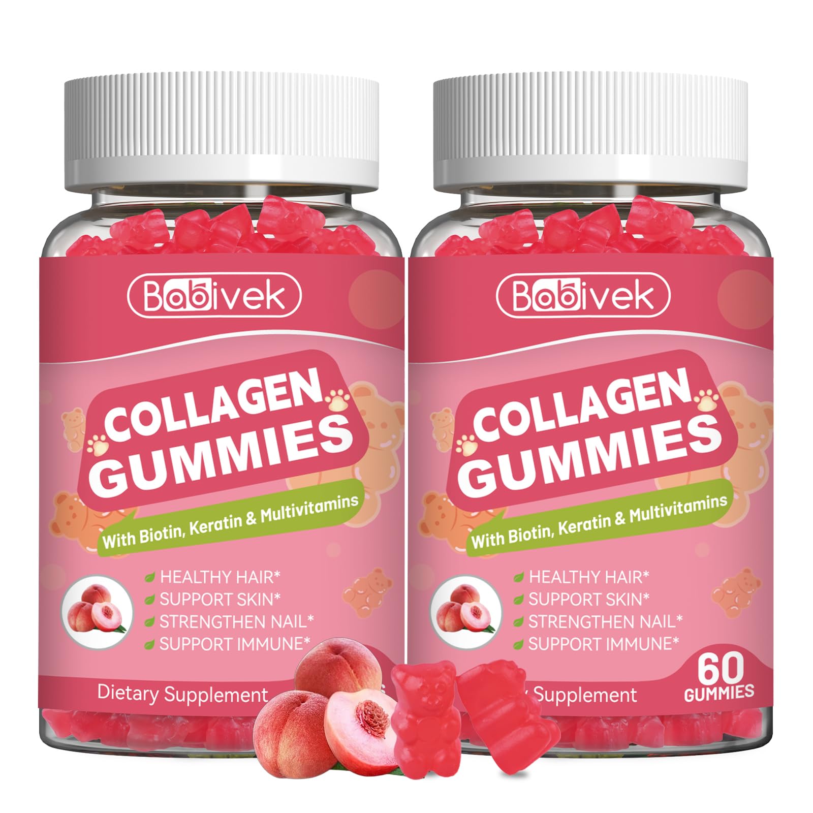 Babivek Collagen Gummies for Women & Men, Gummy, 60 Count