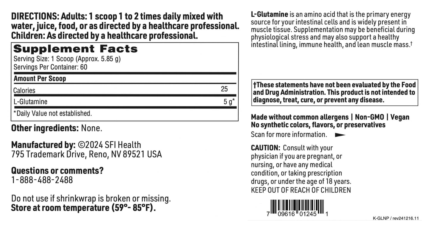 SFI Health L-Glutamine Powder 12.38 Ounce