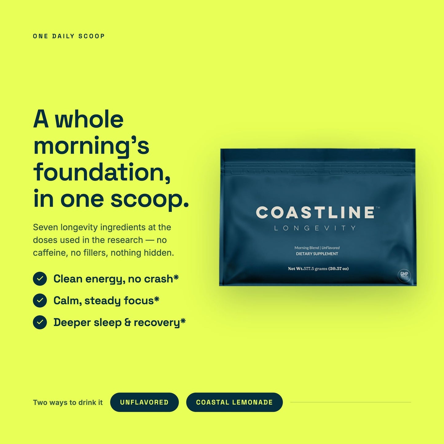 Coastline Longevity Longevity Blend with Creatine (Coastal Lemonade) Powder 23.43