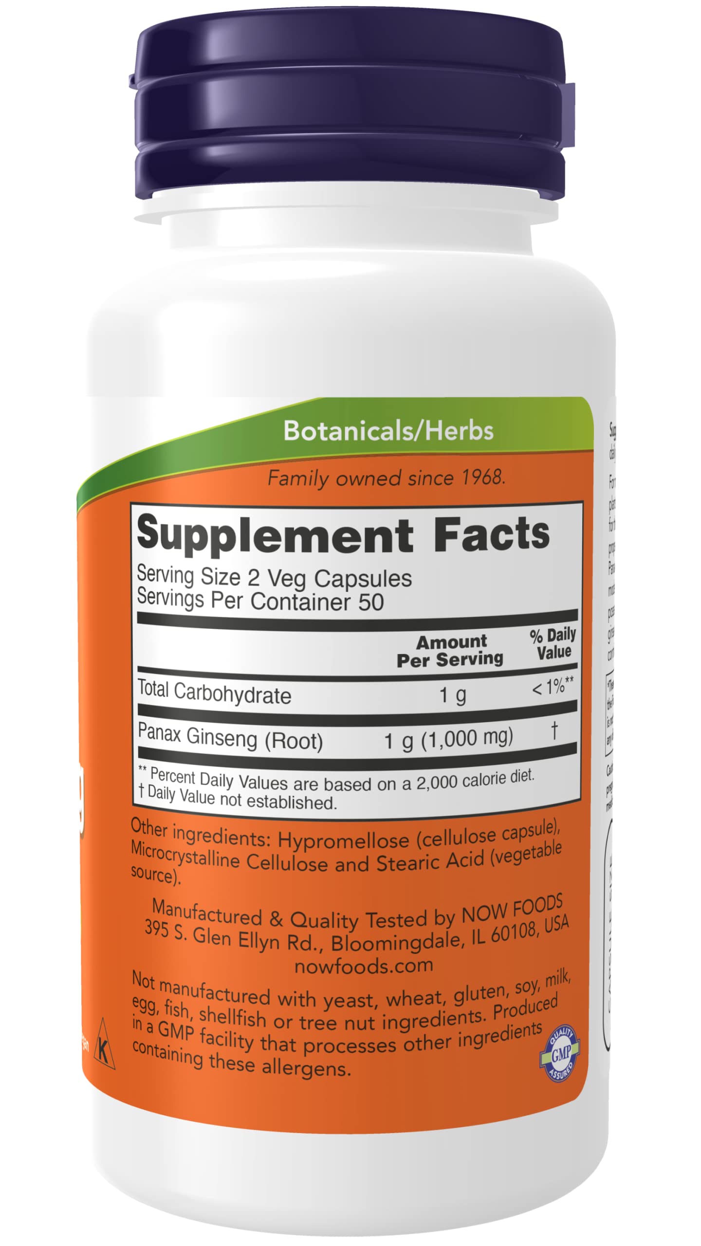NOW Foods Panax Ginseng Capsules, 200 Count