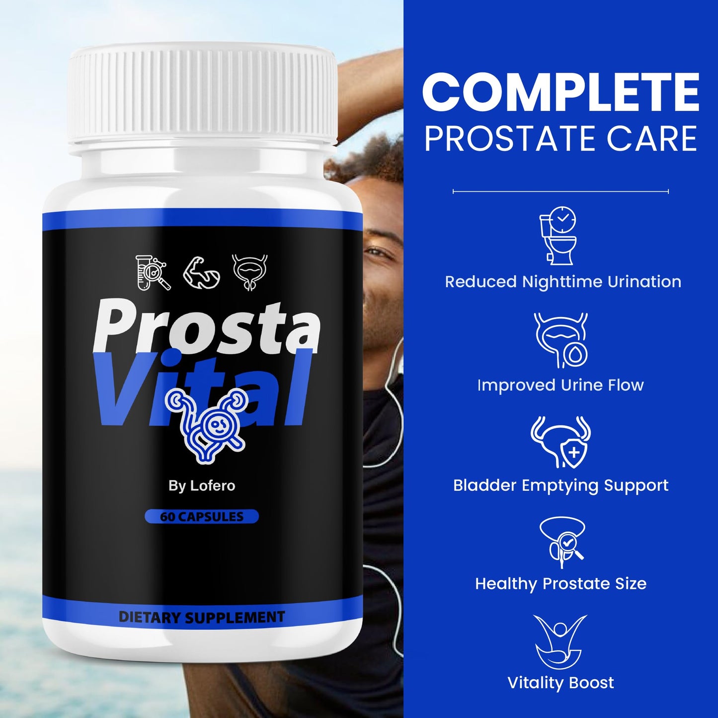 Lofero ProstaVital Capsules, Prosta Vital for Men Urinary & Prostate Support Supplement with Advanced Premium Maximum Strength Performance Formula, 60 Capsules