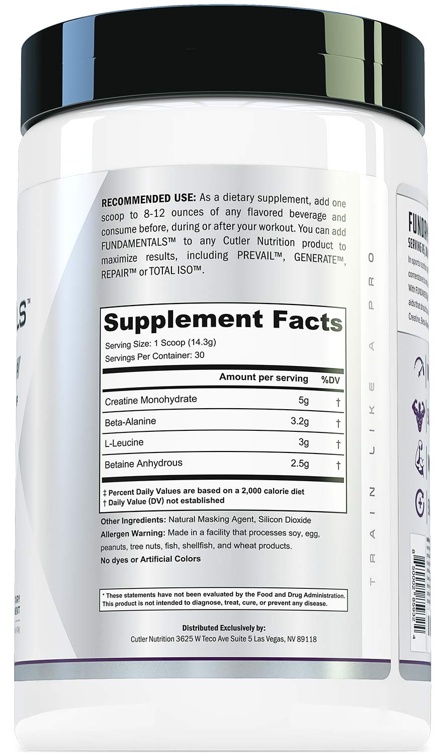 Cutler Nutrition Fundamentals Intra- or Post-Workout Recovery Drink Powder, 15 Servings