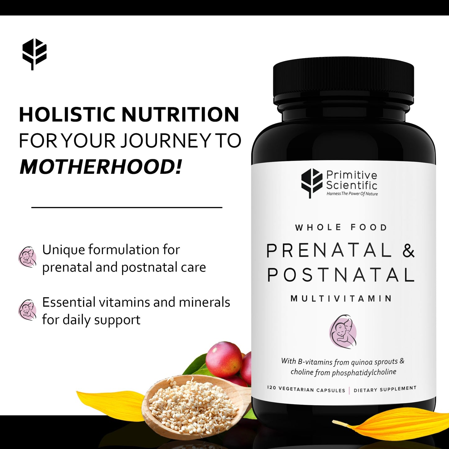 Primitive Scientific Prenatal and Postnatal Multivitamin for Women, Capsules, 120 Count