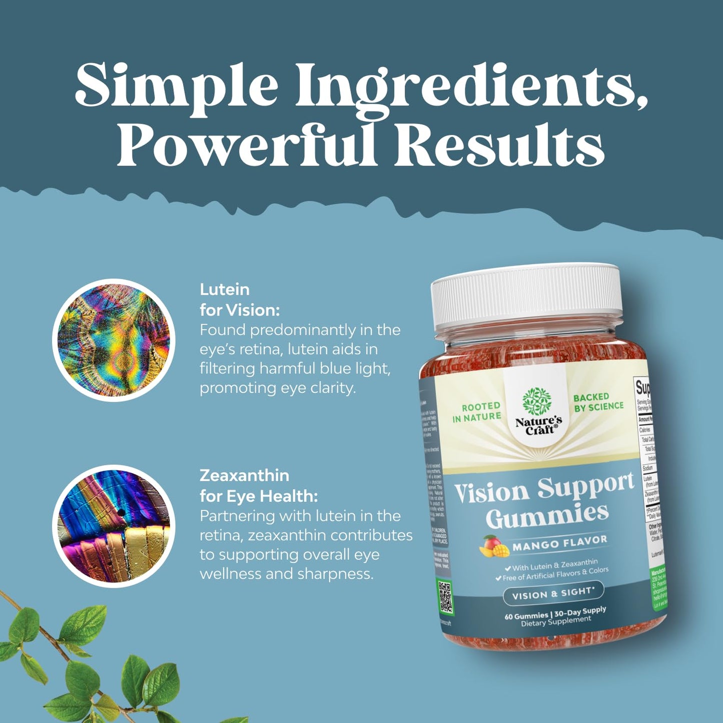 Natures Craft Vision Support Lutein & Zeaxanthin Gummies, 60 Count