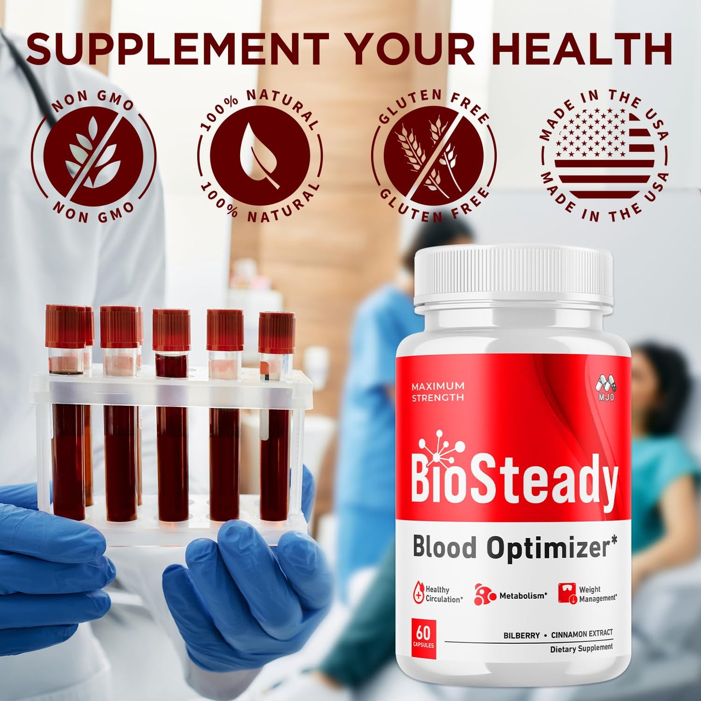 MJO Biosteady Blood Optimizer Capsules, 60 Capsules