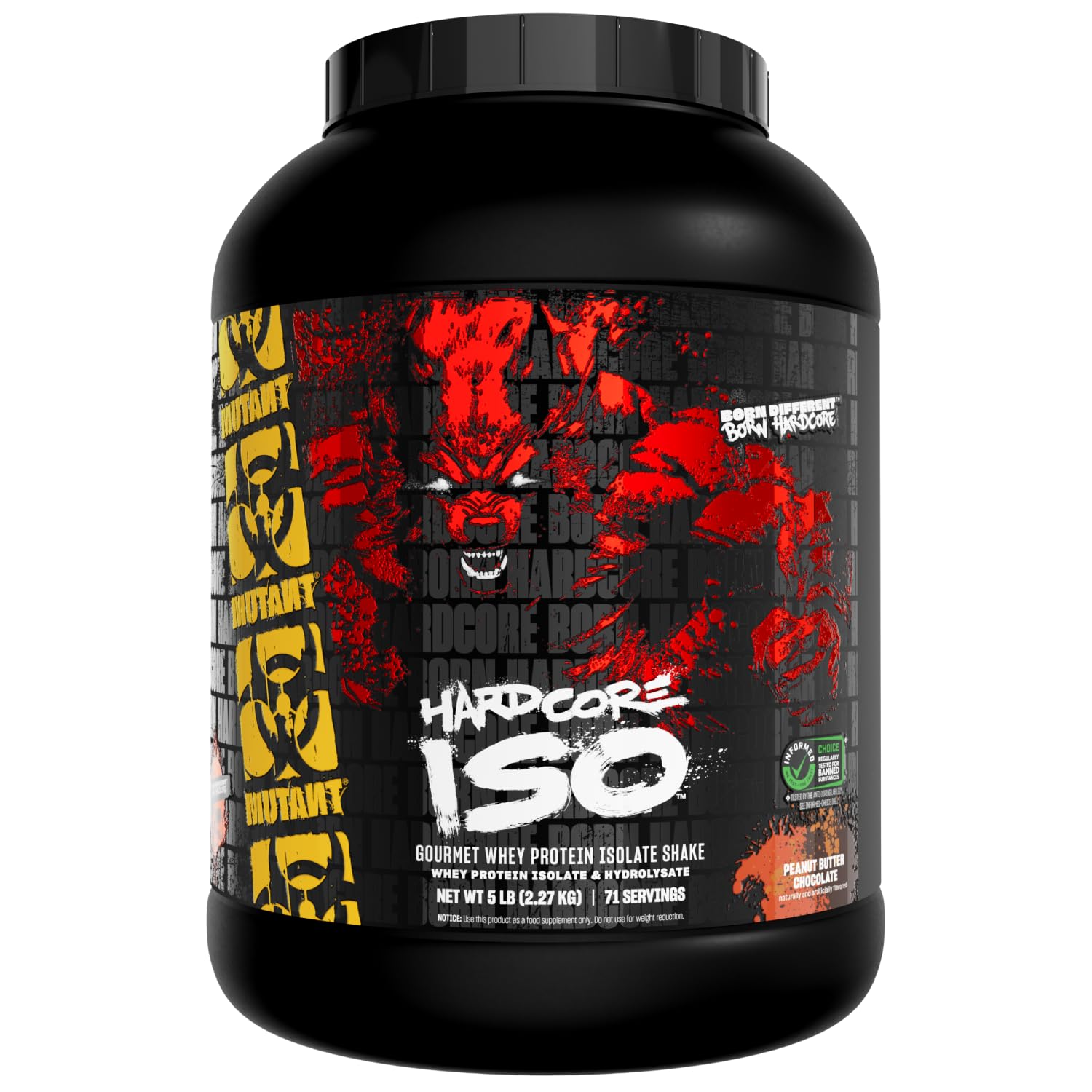 Mutant Hardcore ISO Whey Protein Isolate Powder, 80 Servings, Peanut Butter Chocolate