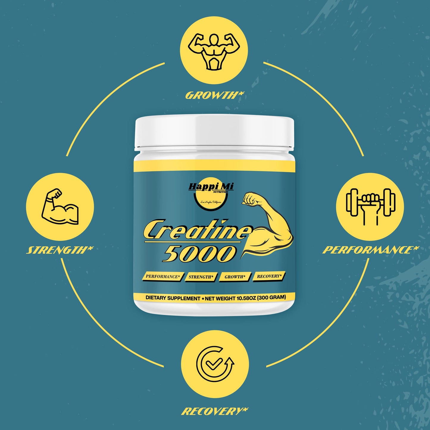 Happi Mi Nutrition Micronized Creatine Monohydrate Powder, Unflavored, 60 Servings