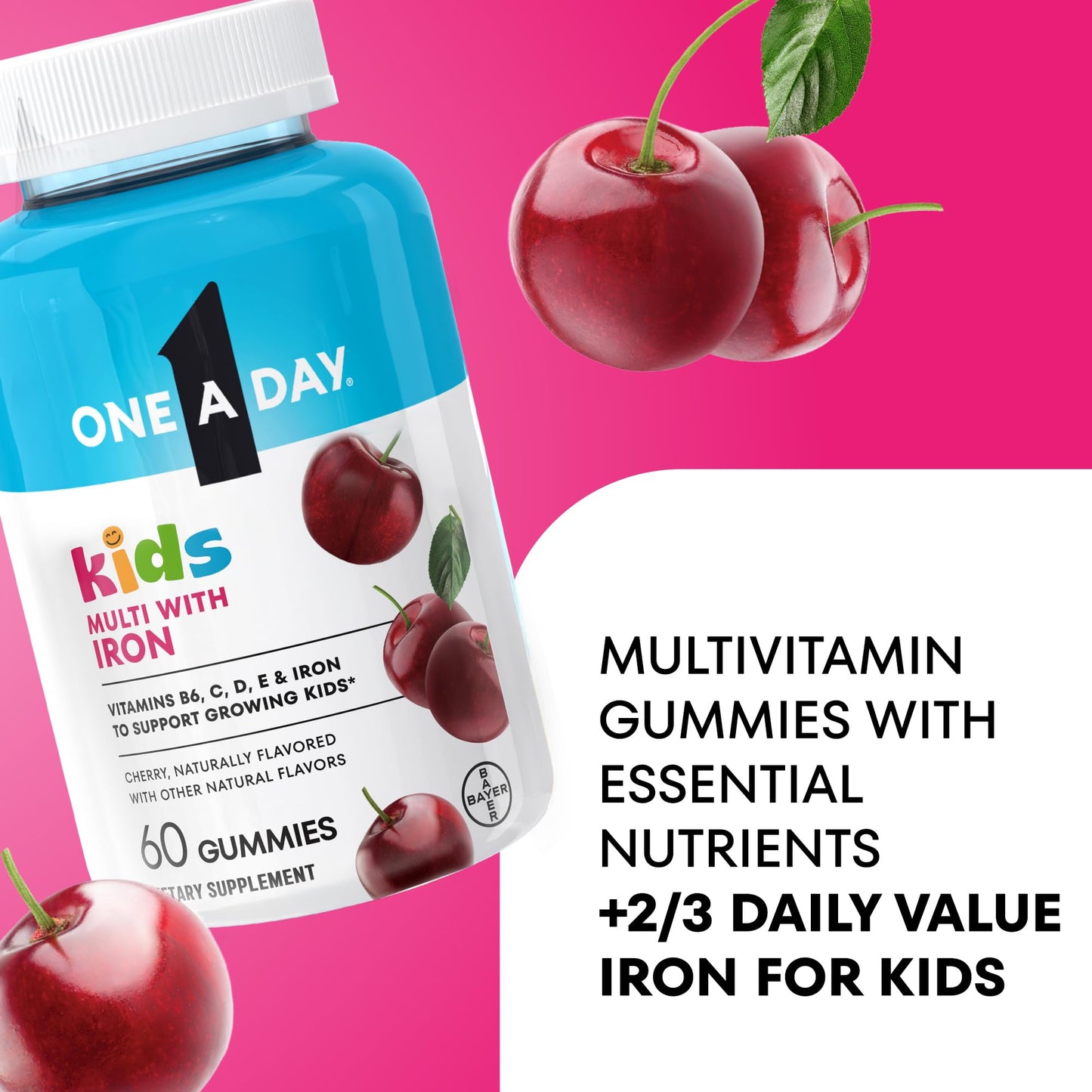 ONE A DAY Kids Multivitamin with Iron Gummy, 60 Count
