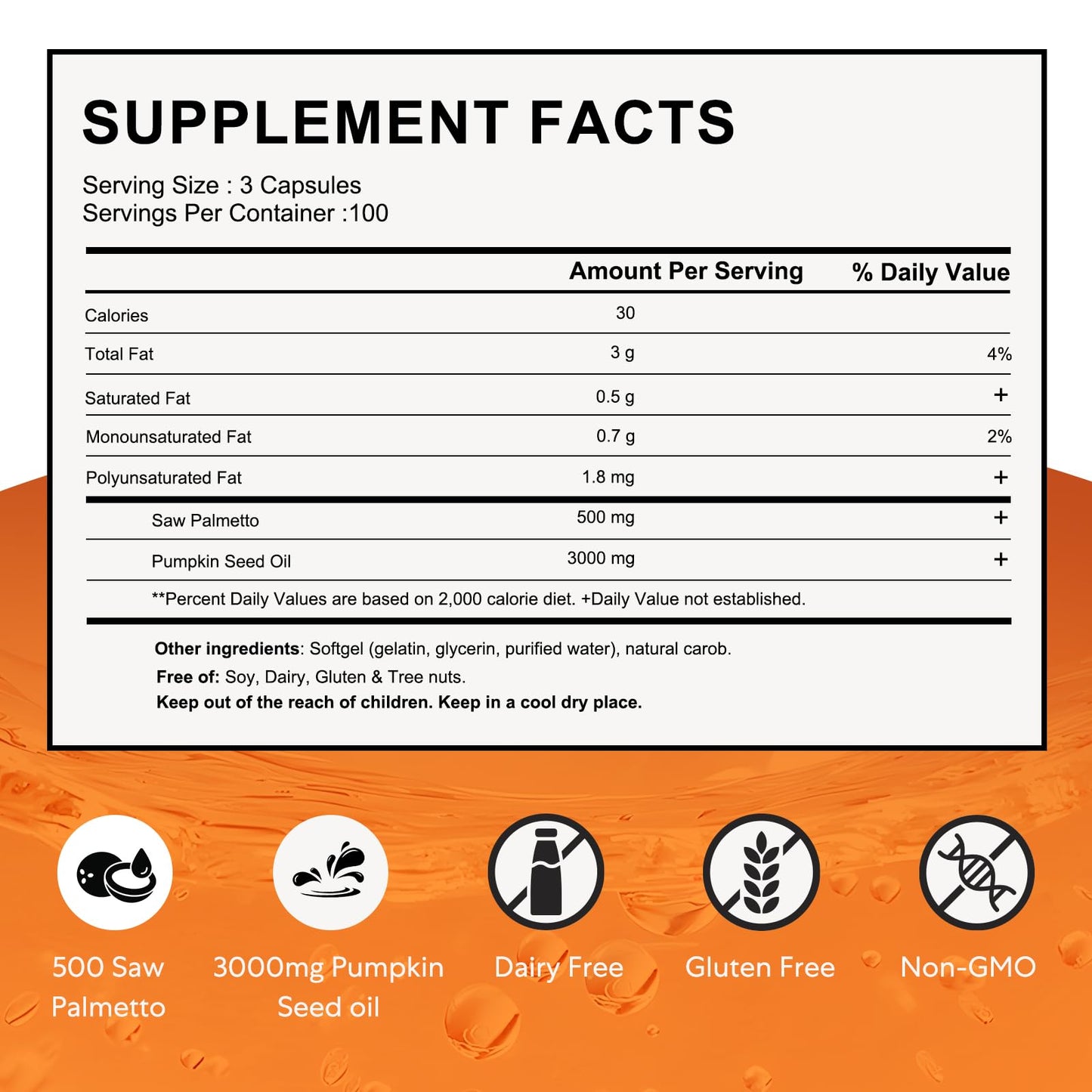 Goldium Pumpkin Seed Oil with Saw Palmetto Softgels 300 Count