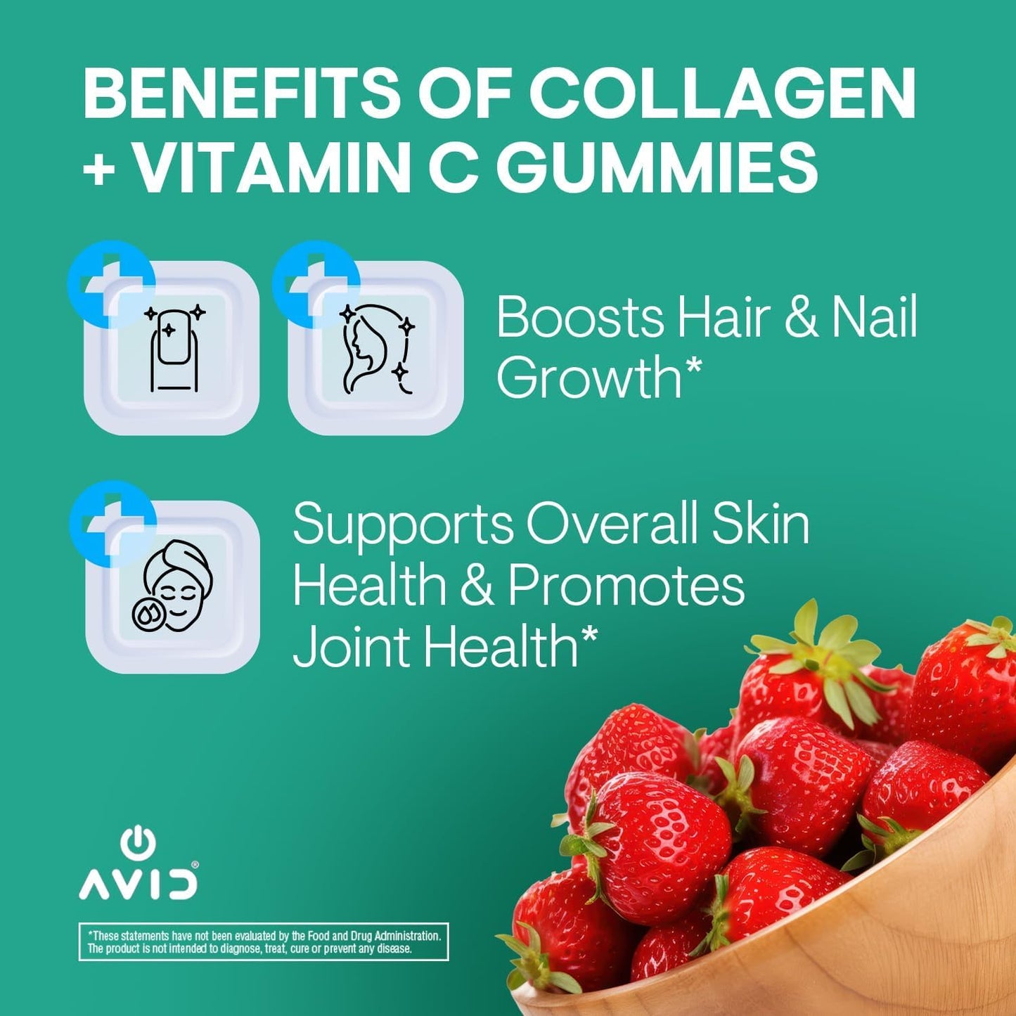 Avid Collagen + Vitamin C Gummies for Hair, Skin, Nails & Joint Health, 60 Count (Pack of 2)