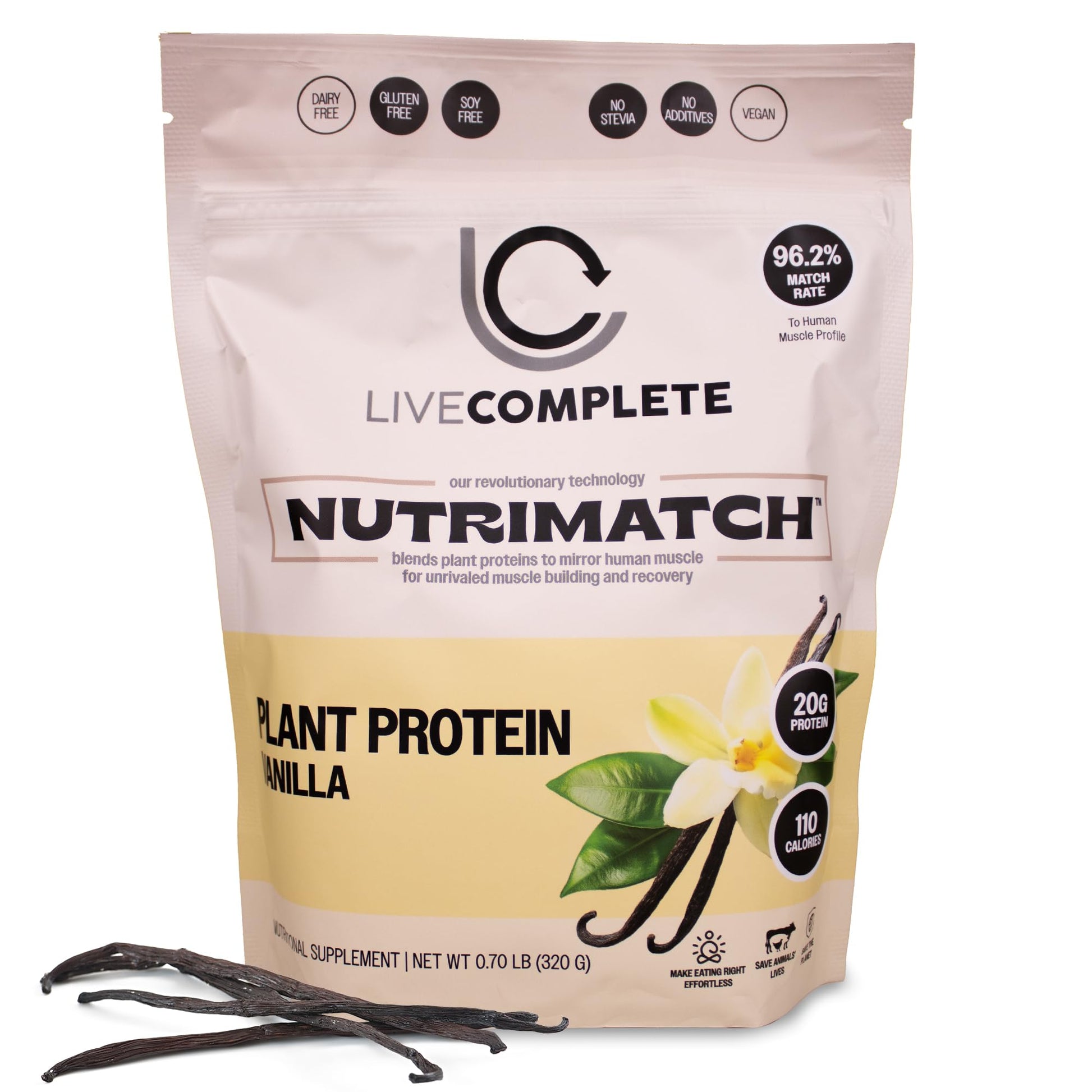 LiveComplete NutriMatch Plant Protein Powder Vanilla 12.3 oz