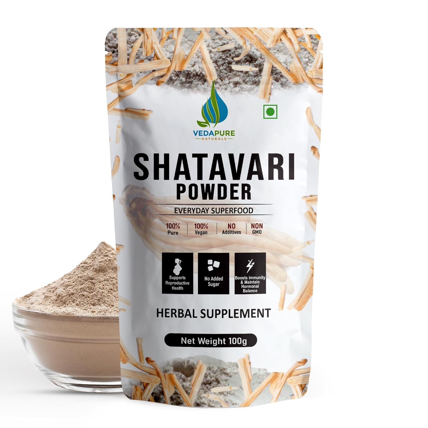 VEDAPURE Organic Shatavari Powder 3.53 oz