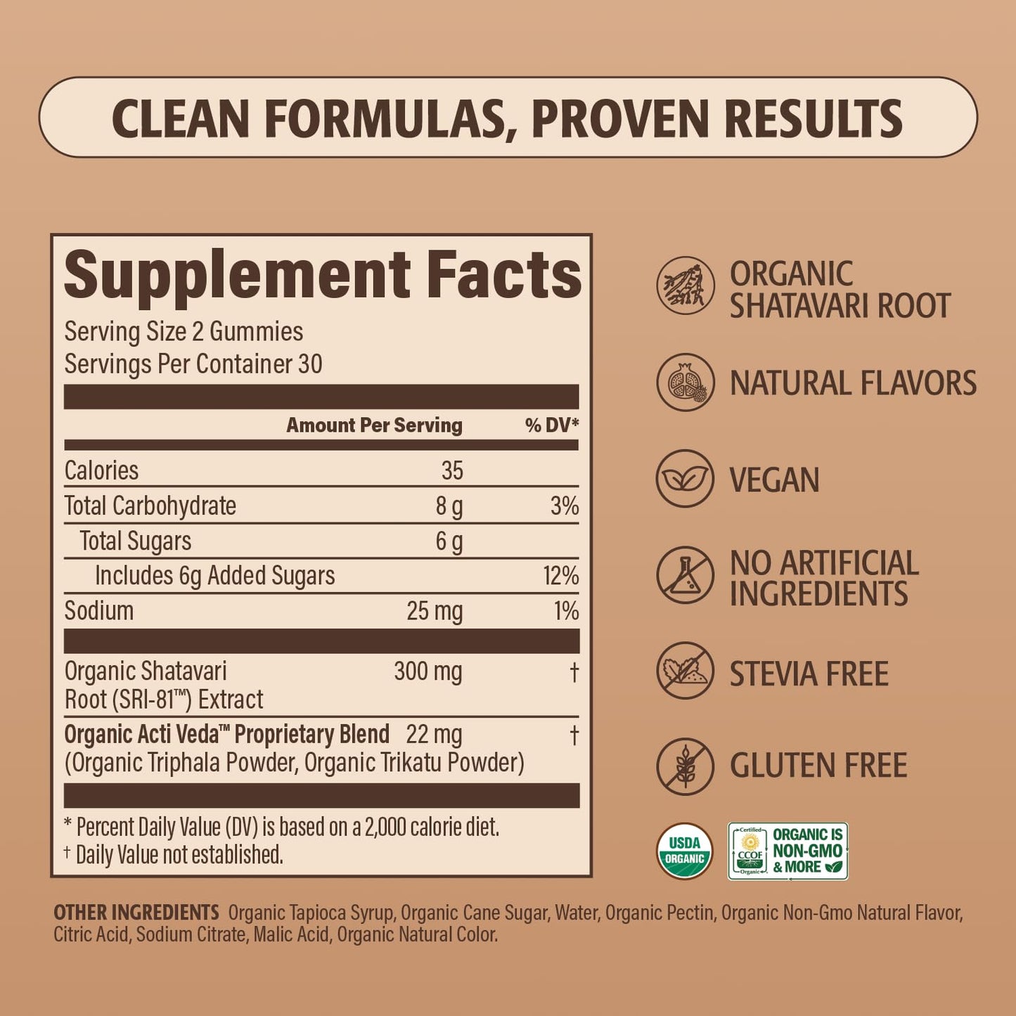ELEVATE ORGANIC SRI-81 Shatavari Vegan Gummies, 60 Count