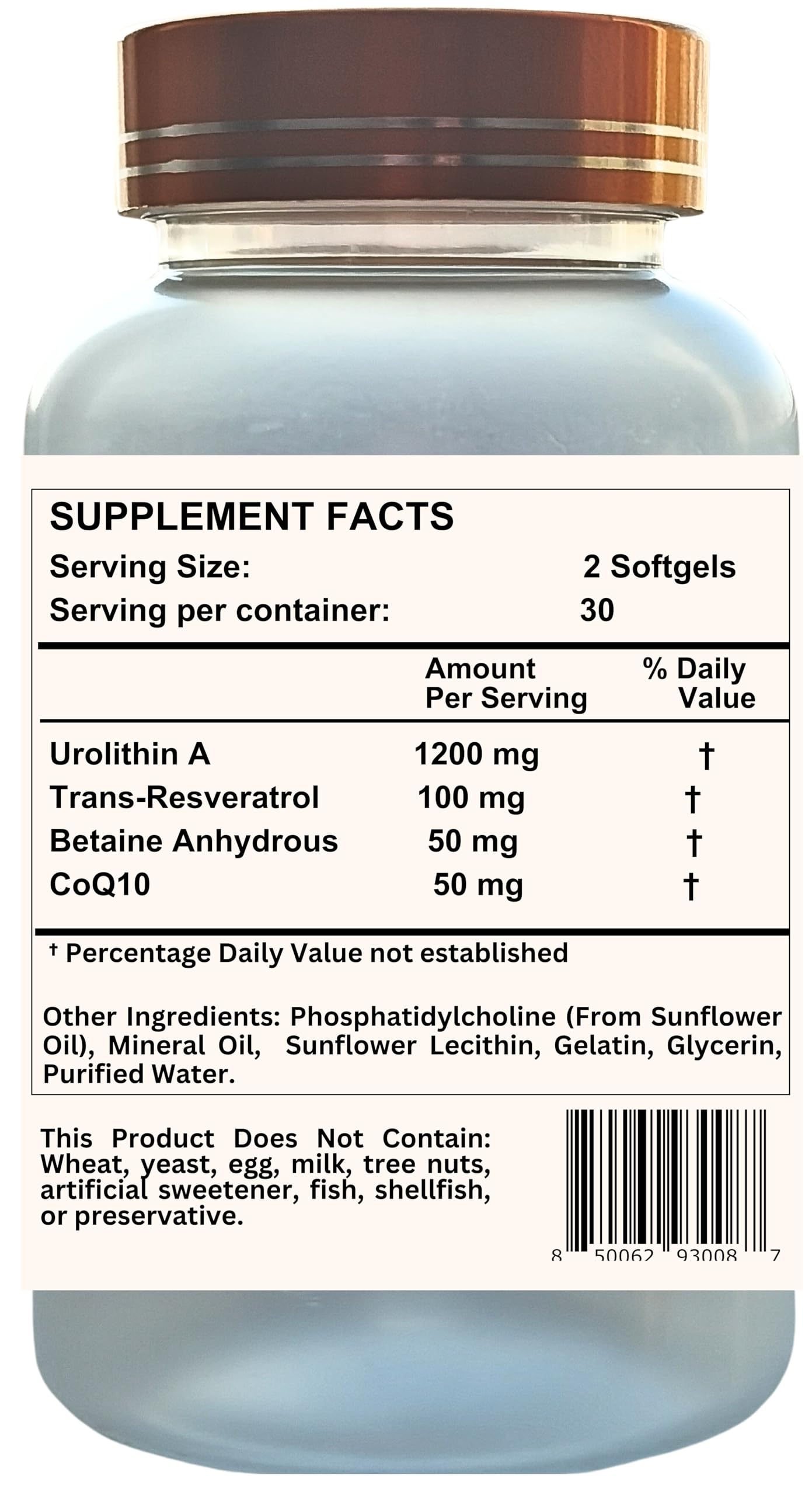 Nikoni Liposomal Urolithin-A Supplement 1400mg Softgels 240
