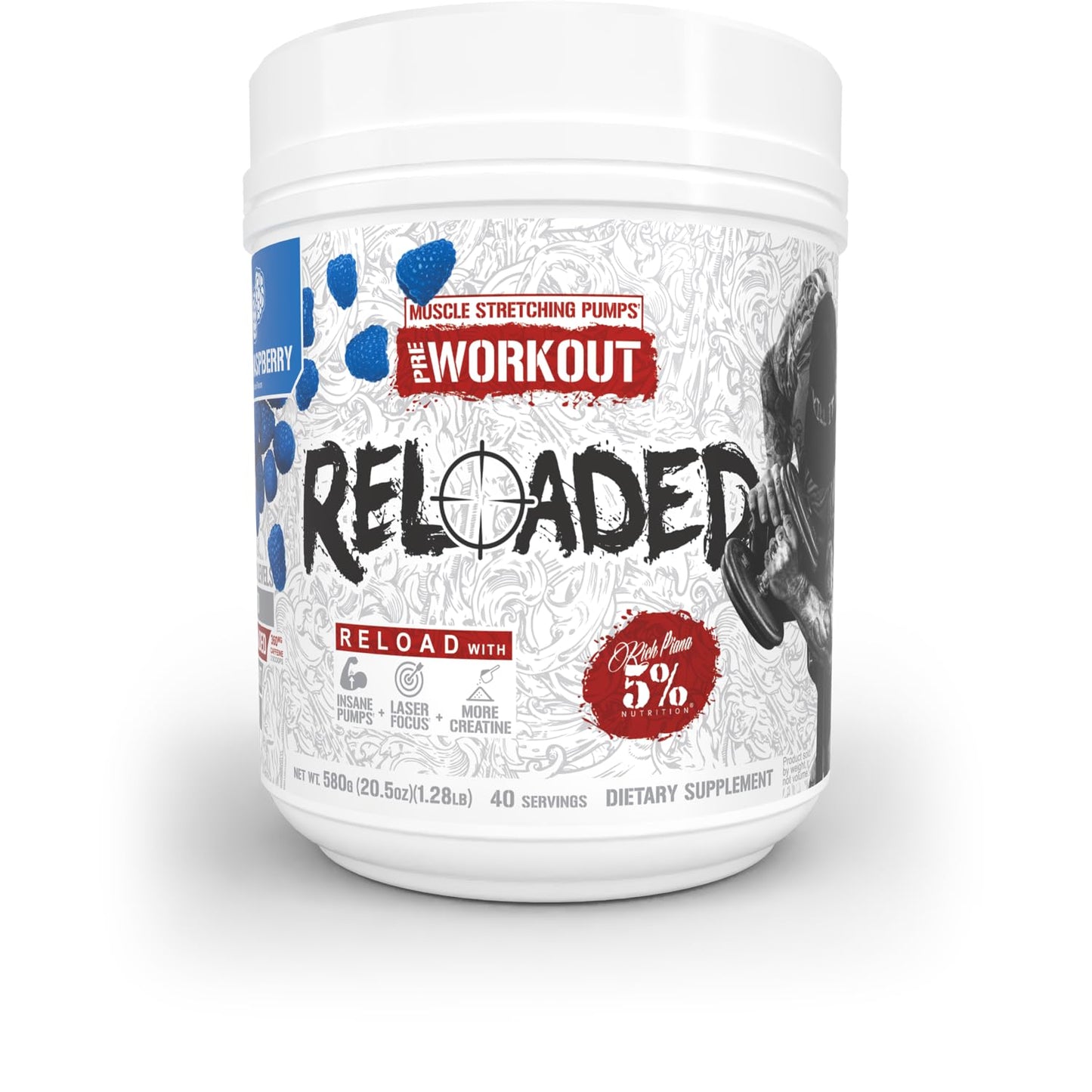 5% Nutrition Rich Piana Reloaded High Stim Pre-Workout Powder, 18 Servings