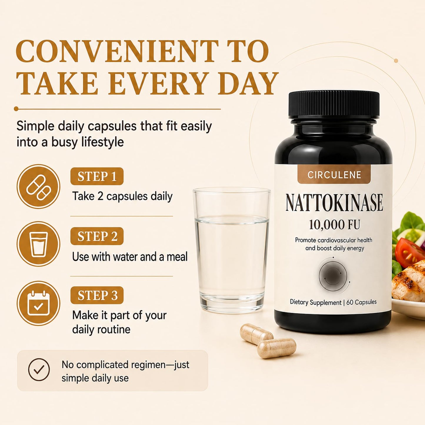 INDITROPIC Circulene Nattokinase 10000 FU, Nattokinase Supplement, 60 Capsules