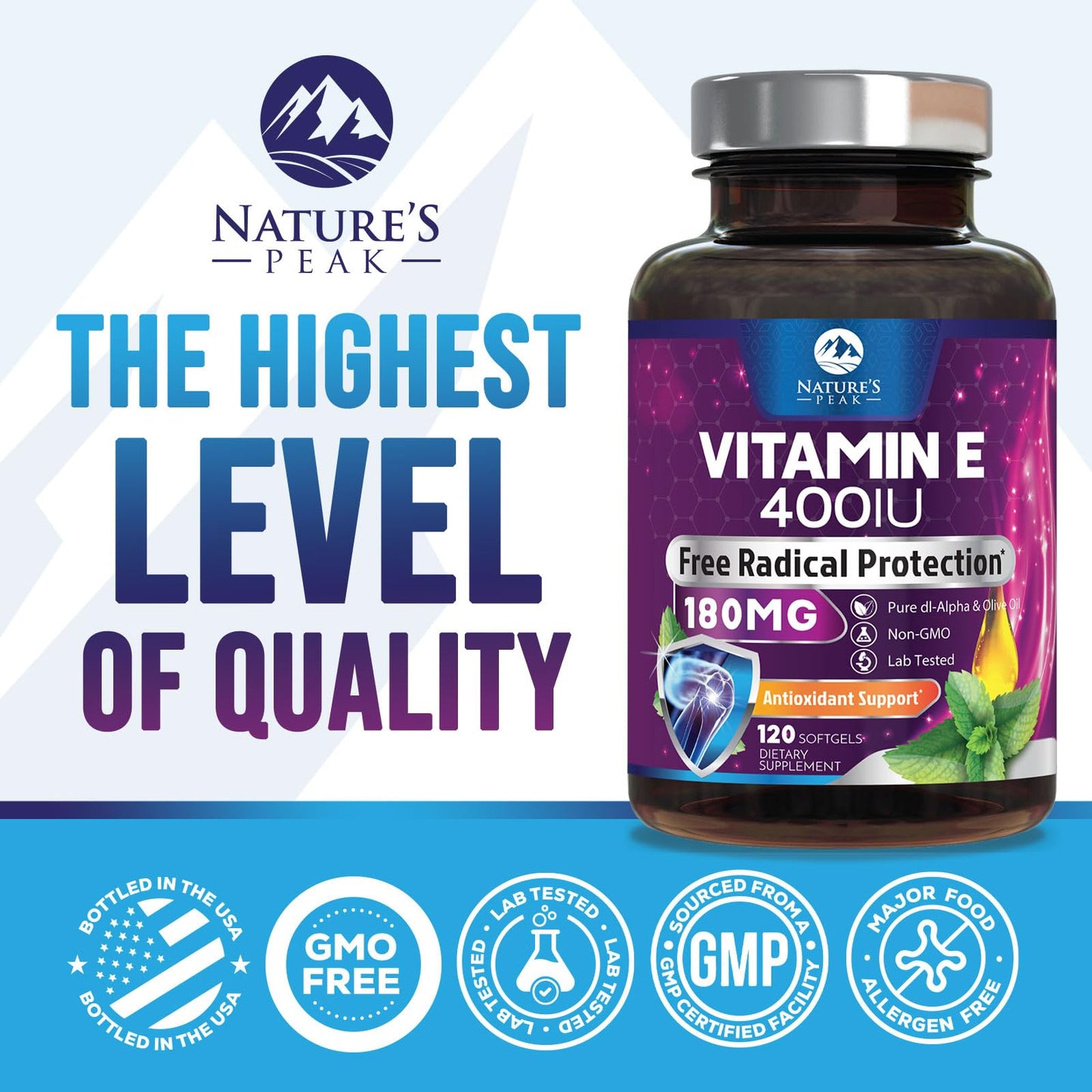 Nature's Peak Vitamin E 180 mg DL-Alpha Softgels 120
