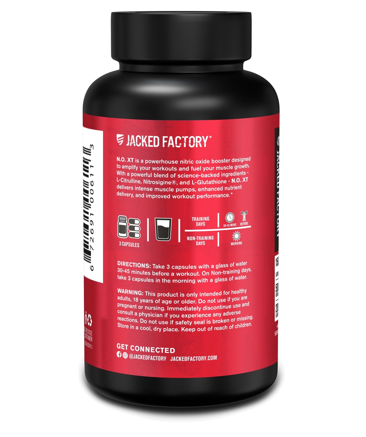 Jacked Factory N.O. XT Nitric Oxide Supplements for Men, 30 Capsules