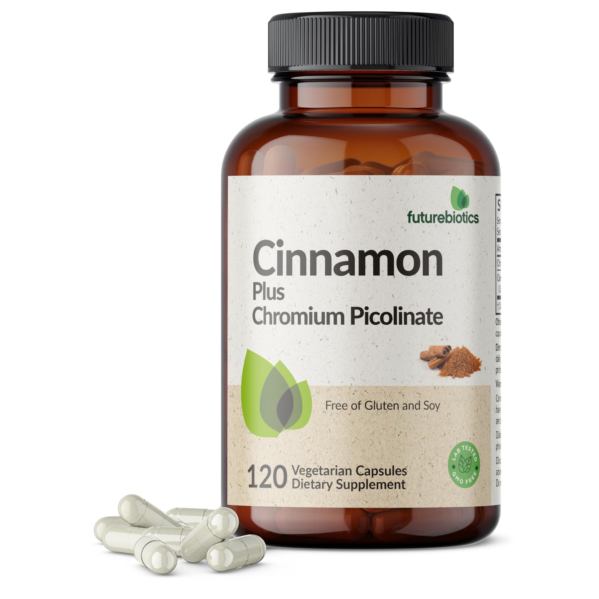 Futurebiotics Cinnamon Plus Chromium Picolinate Supplement Capsules, 120 Capsules