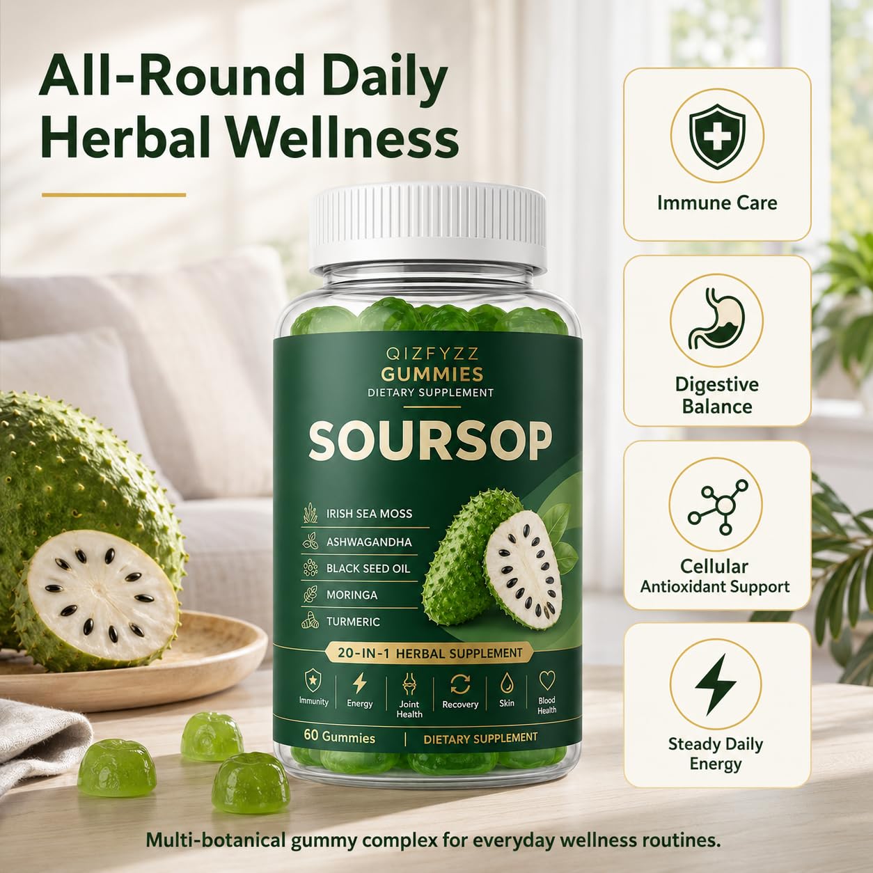 Gengyve Qizfyzz Soursop Gummies 60 Count