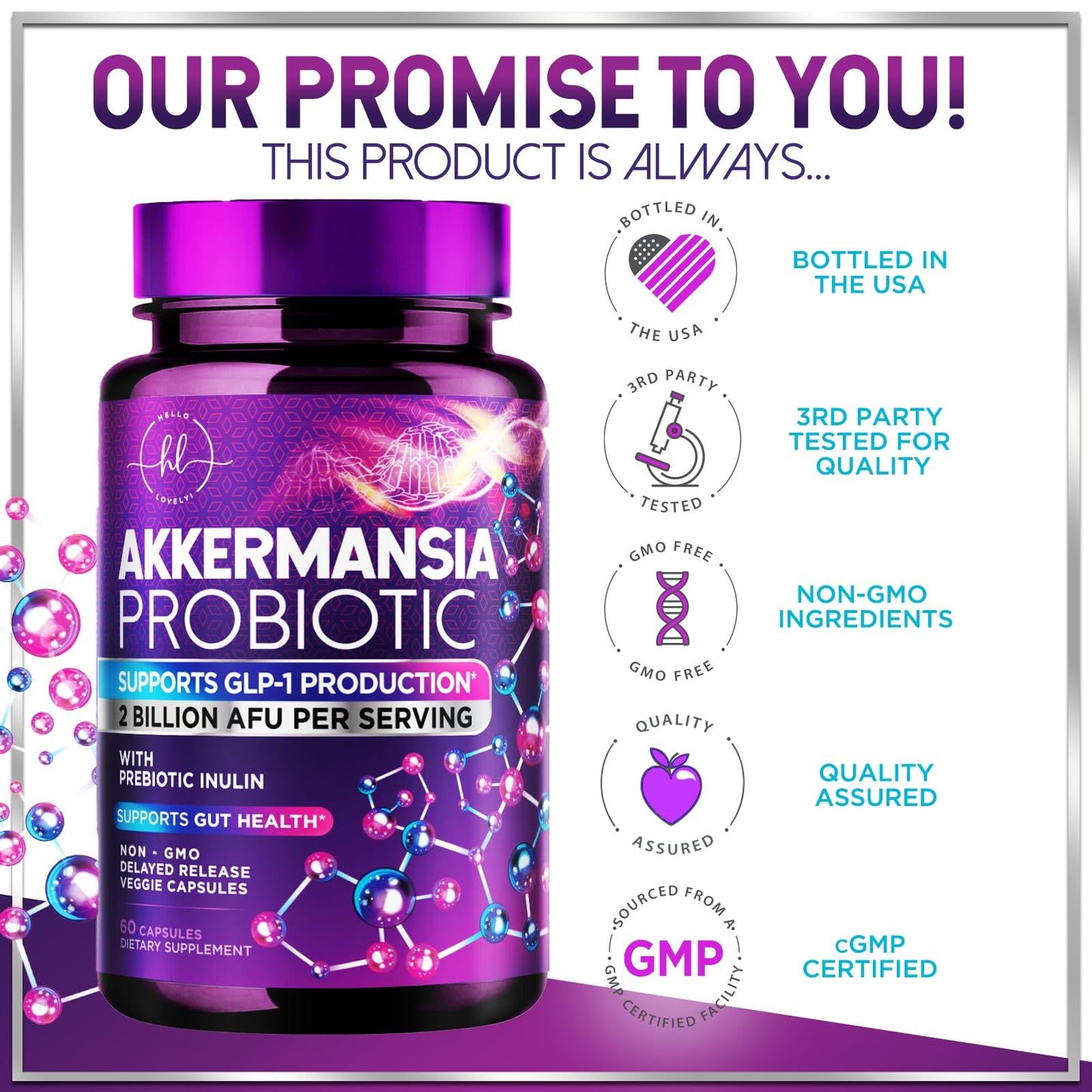 Hello Lovely! Akkermansia Probiotic Capsule, 60 Count