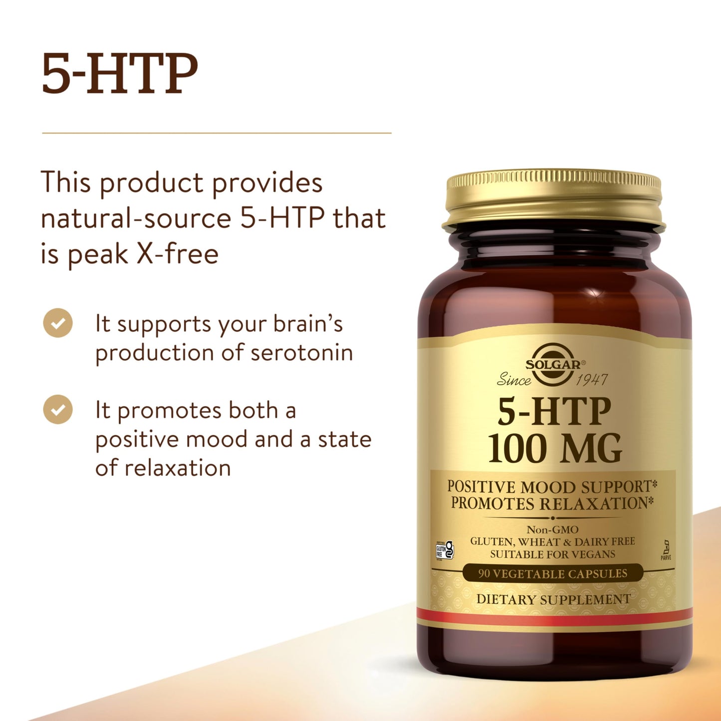 Solgar 5-HTP 100 mg Capsule, 90 Count
