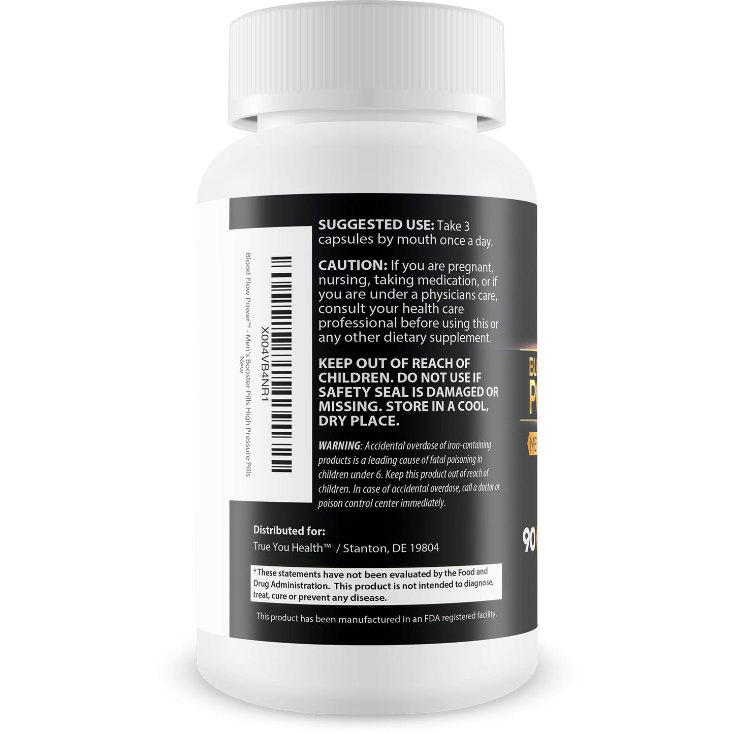 True You Health Blood Flow Power Men's Booster Extra Strength Capsule 90 Count