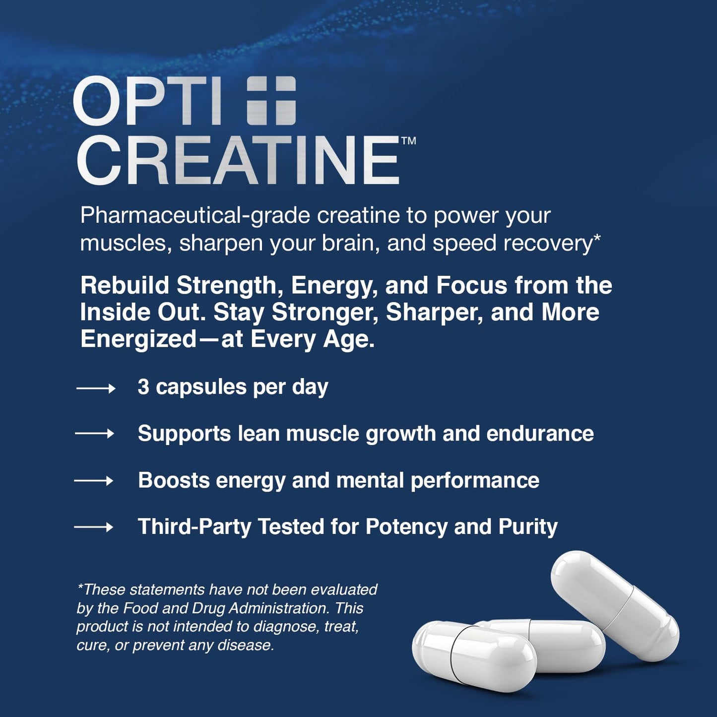 Opti + Life Creatine Monohydrate Capsules, 180 Capsules