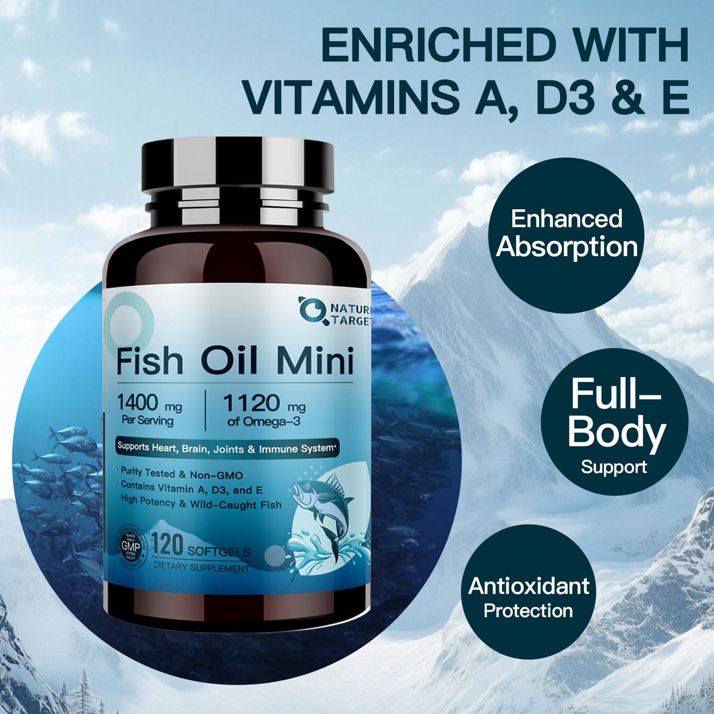 Nature Target Fish Oil Mini 1400mg Omega-3 Softgels 120