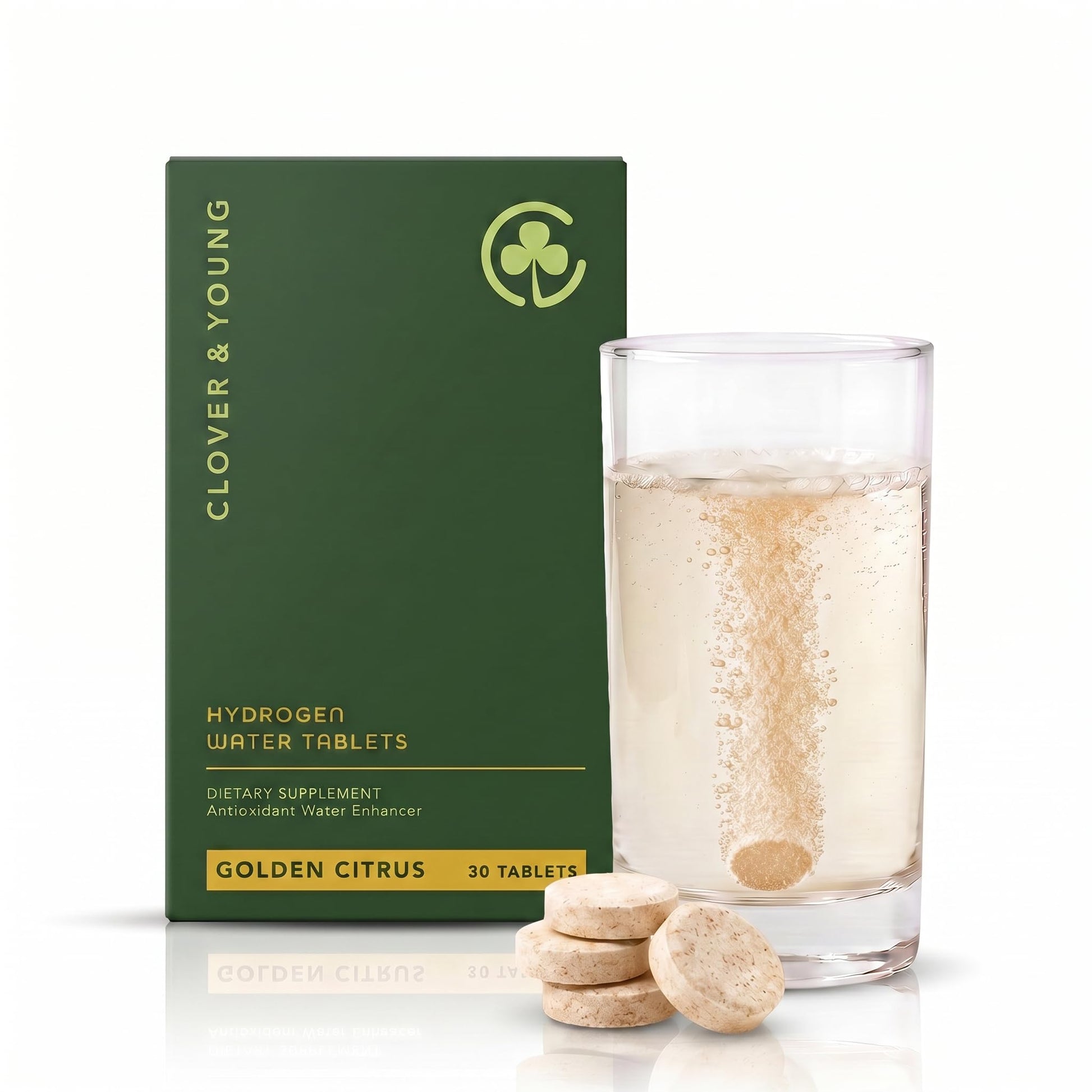Clover & Young Hydrogen Water Tablets 12PPM Molecular Hydrogen H2 for Drinking Water, 30 Count Tablets