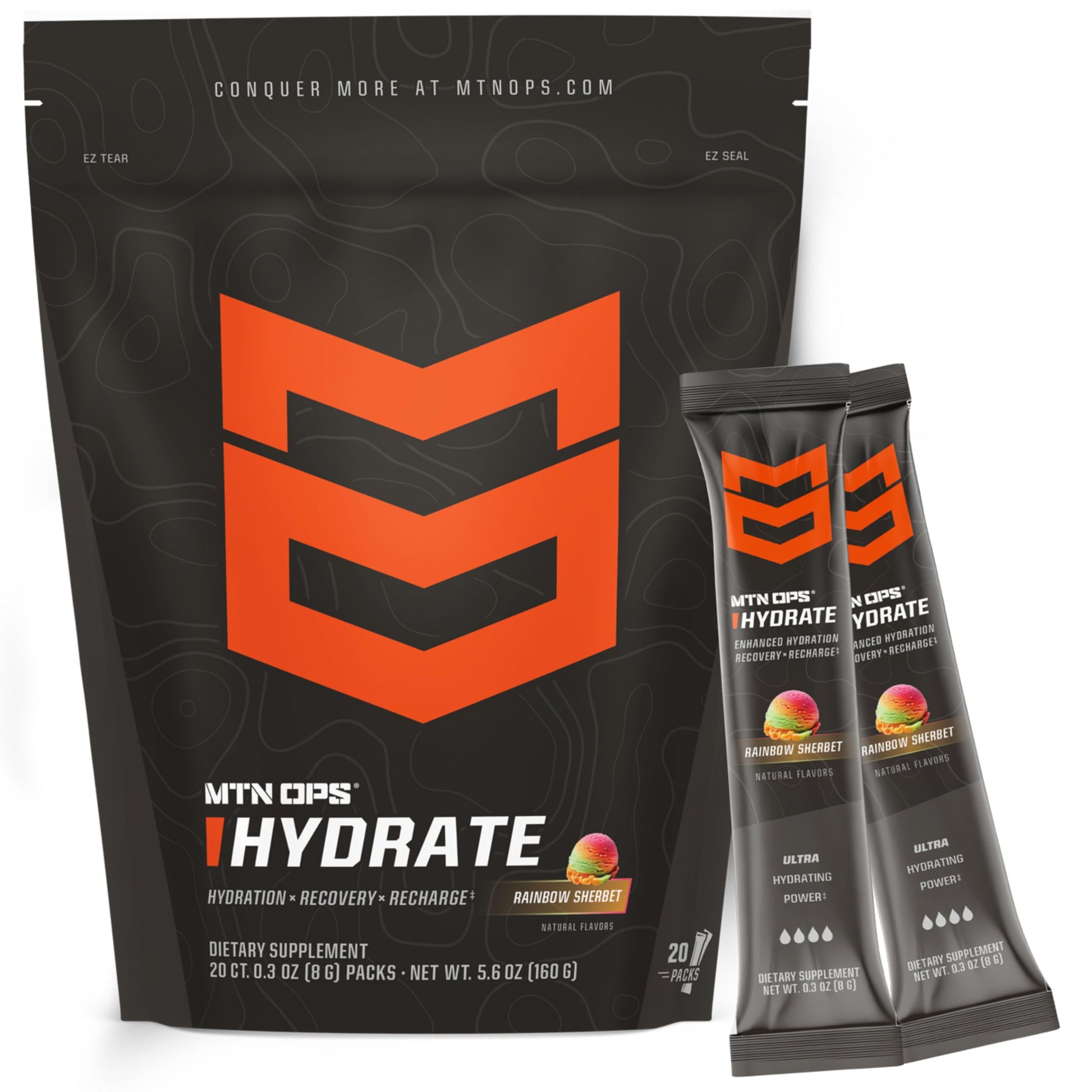 MTN OPS Hydrate Sugar Free Electrolyte Packets Powder 5.6 Ounce