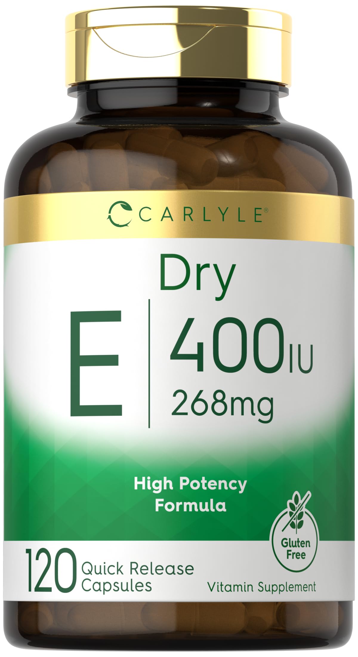 Carlyle Dry Vitamin E 400 IU D-Alpha Tocopheryl Capsules, 120 Count