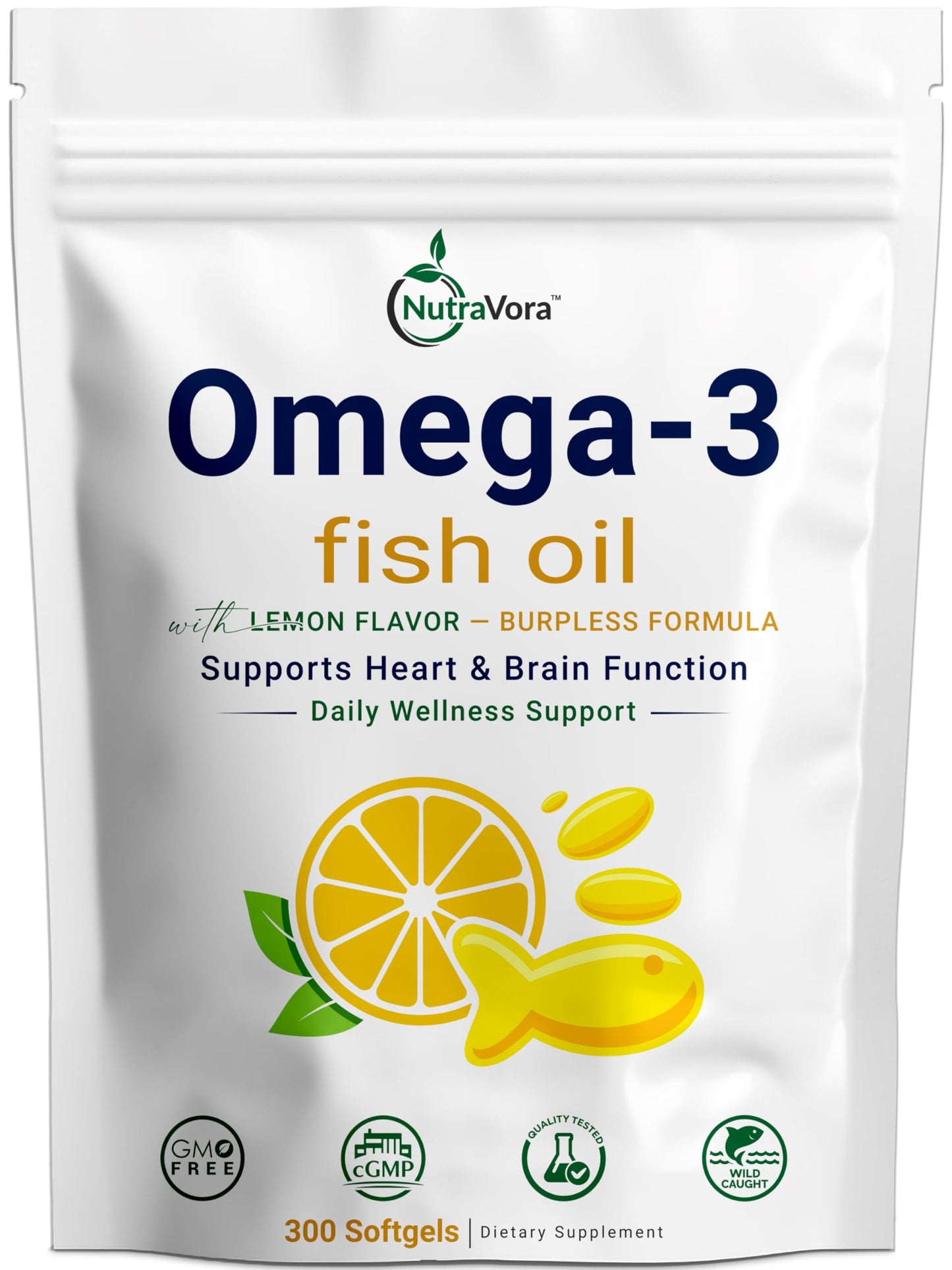 NutraVora Omega 3 Fish Oil Supplements Softgels 300