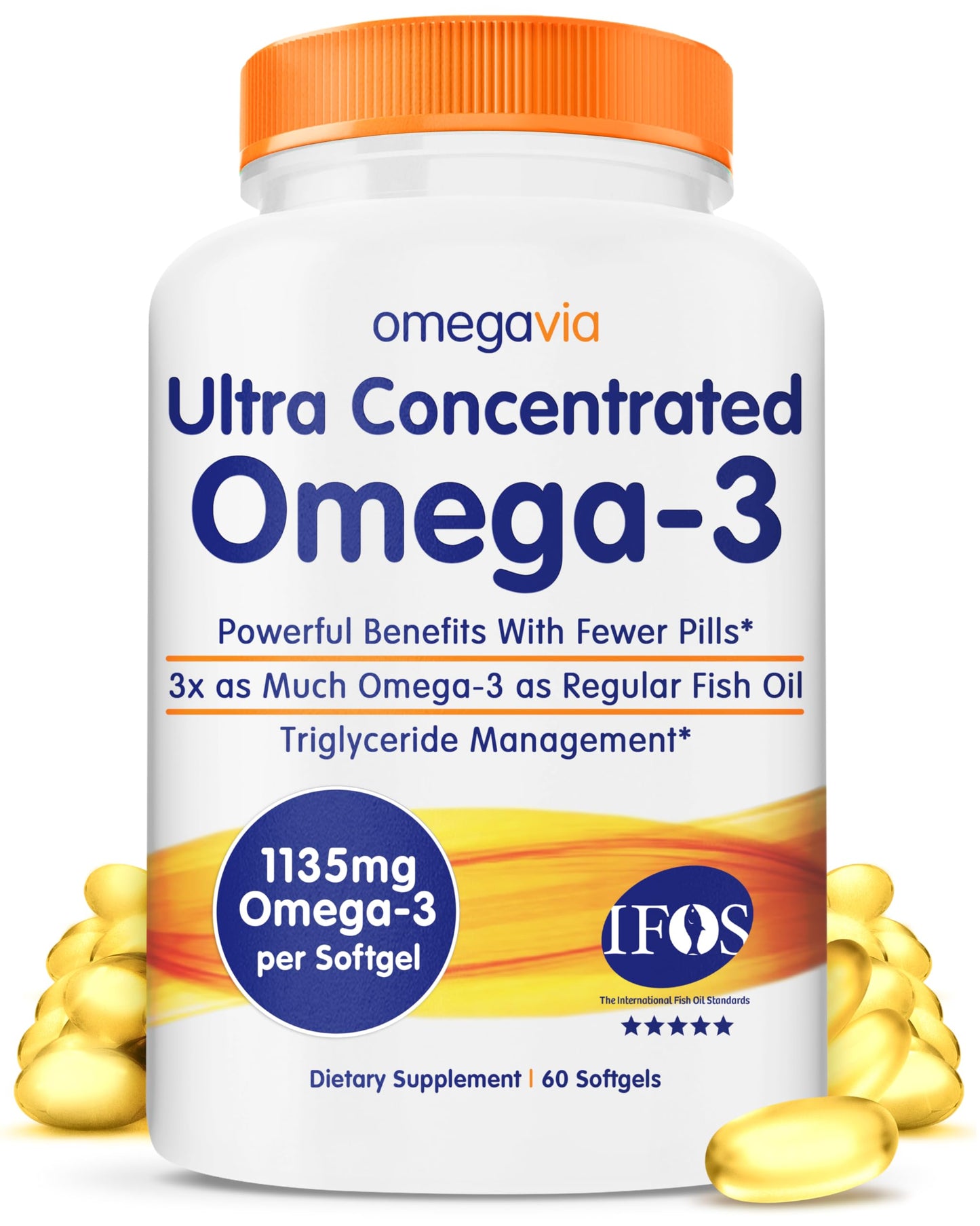OmegaVia Ultra Concentrated Omega-3 Fish Oil Softgels, 60 Count