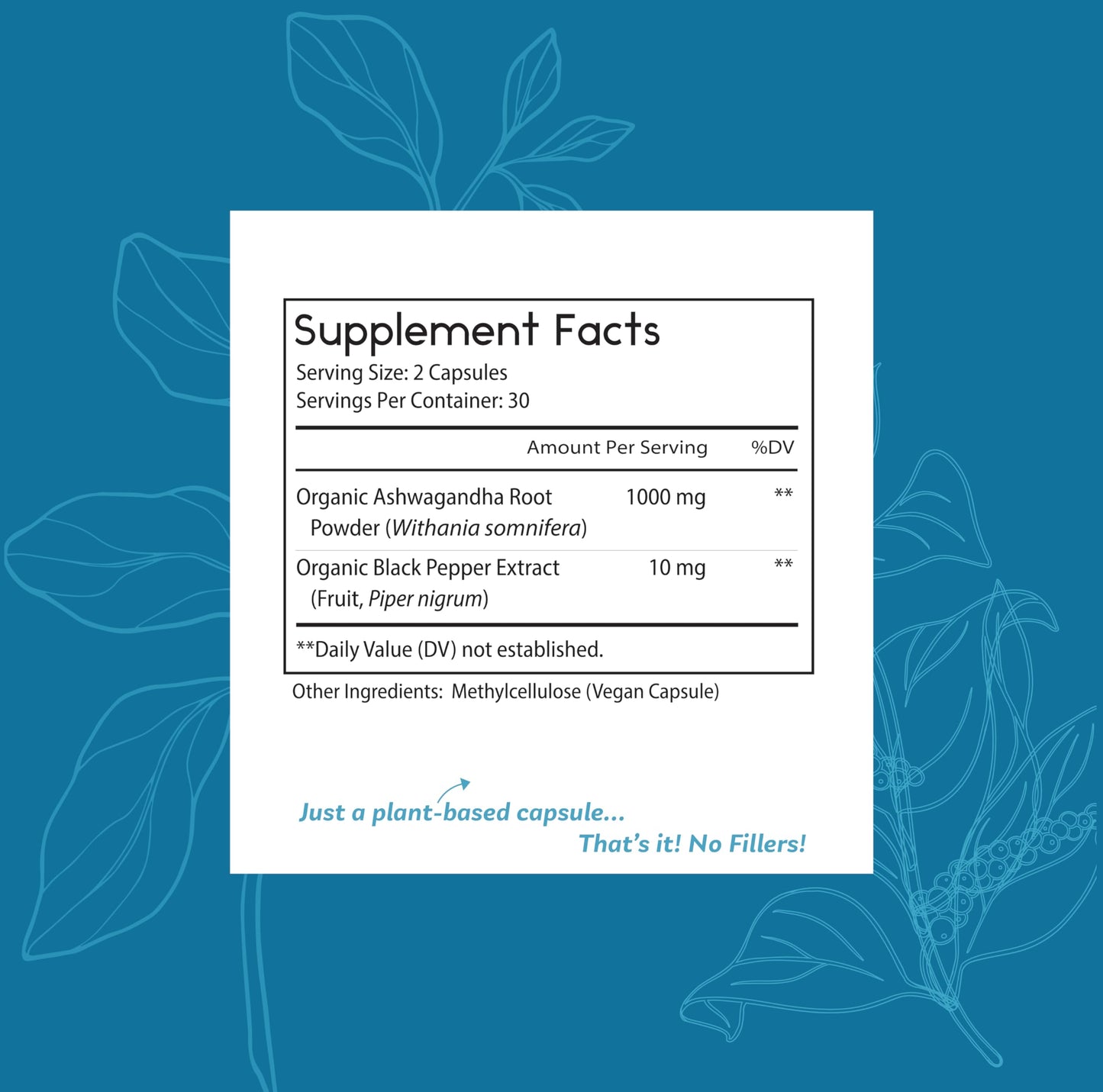 Thomas' all-natural Remedies Organic Ashwagandha Stress Support Supplement Capsule 60 Count
