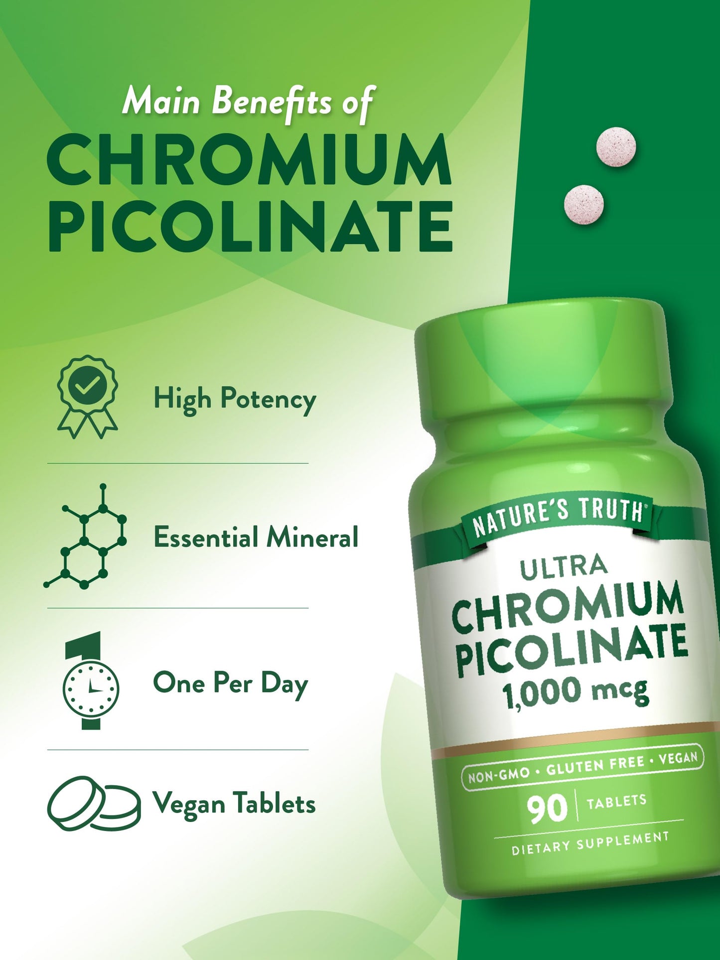 Nature's Truth Ultra Chromium Picolinate 1000mcg Tablets 90