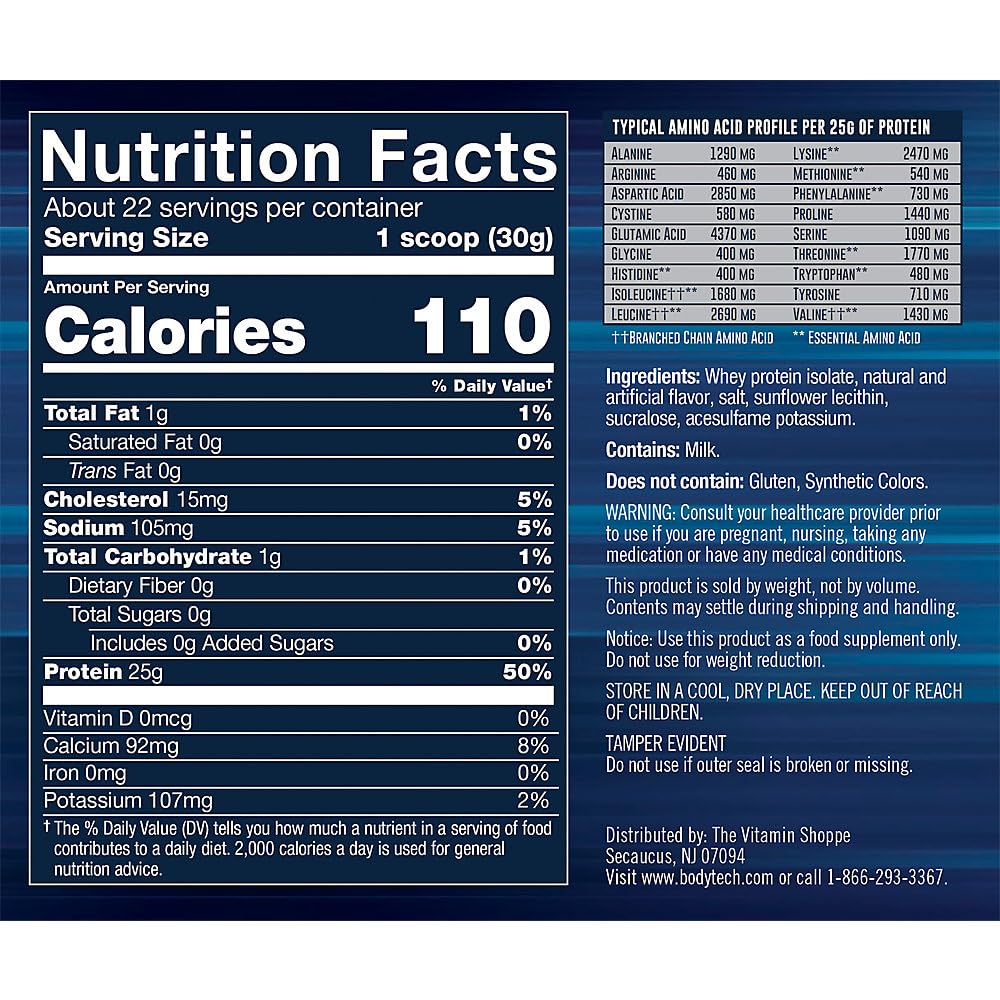 BodyTech Whey Protein Isolate Powder 24 Servings