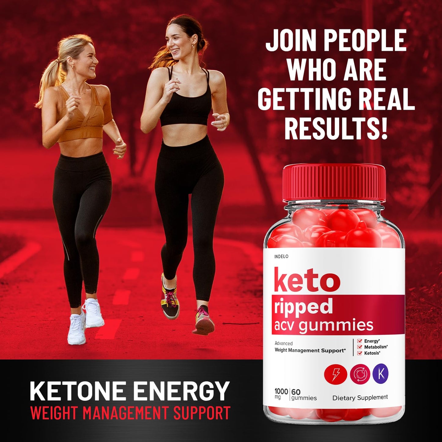 Indelo Keto Ripped ACV Gummies, 300 Gummies