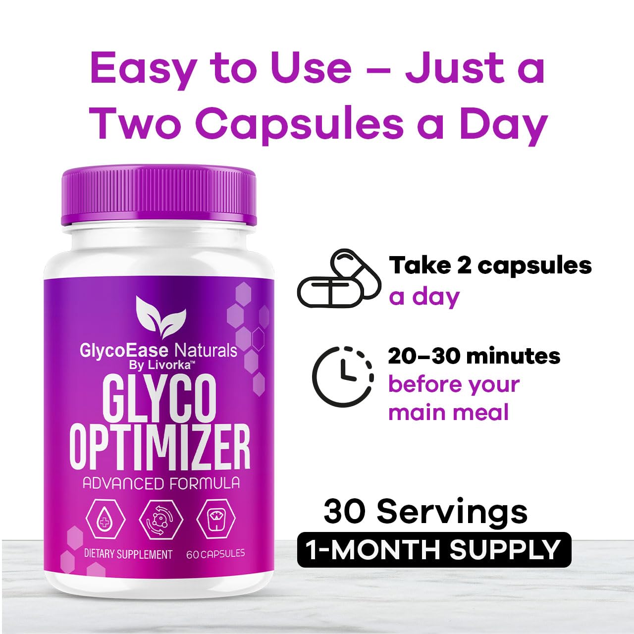 LIVORKA GlycoEase Glyco Optimizer Capsules, 30 Count