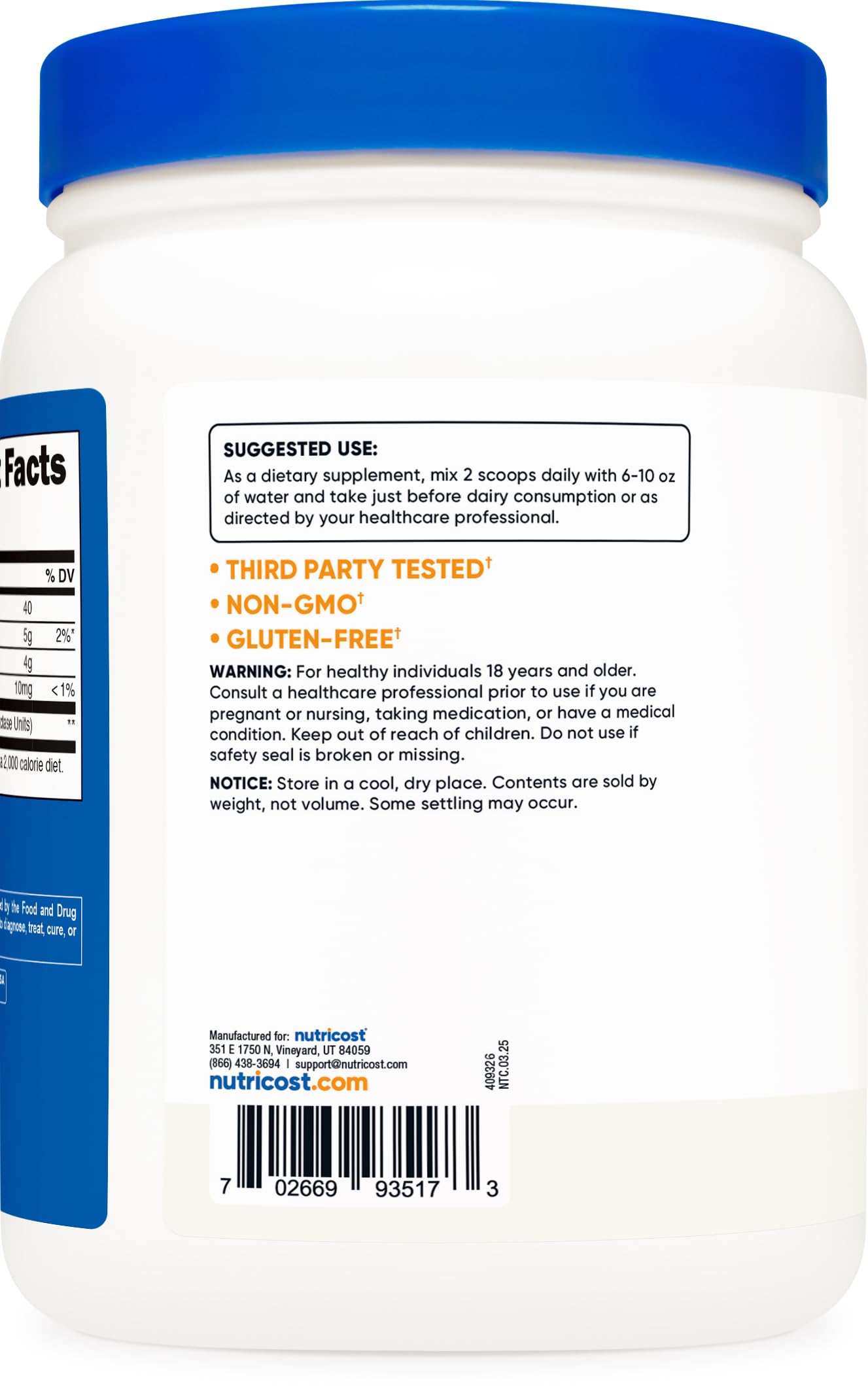 Nutricost Lactase Powder 17.9