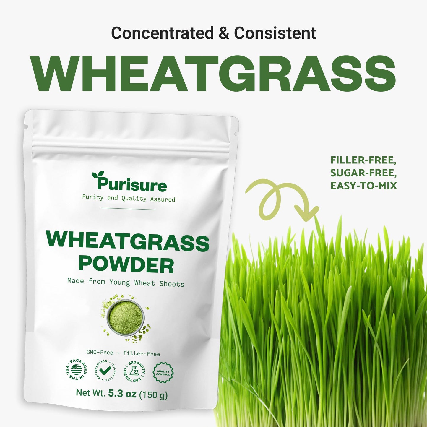 Purisure Wheatgrass Powder 5.3 Ounce