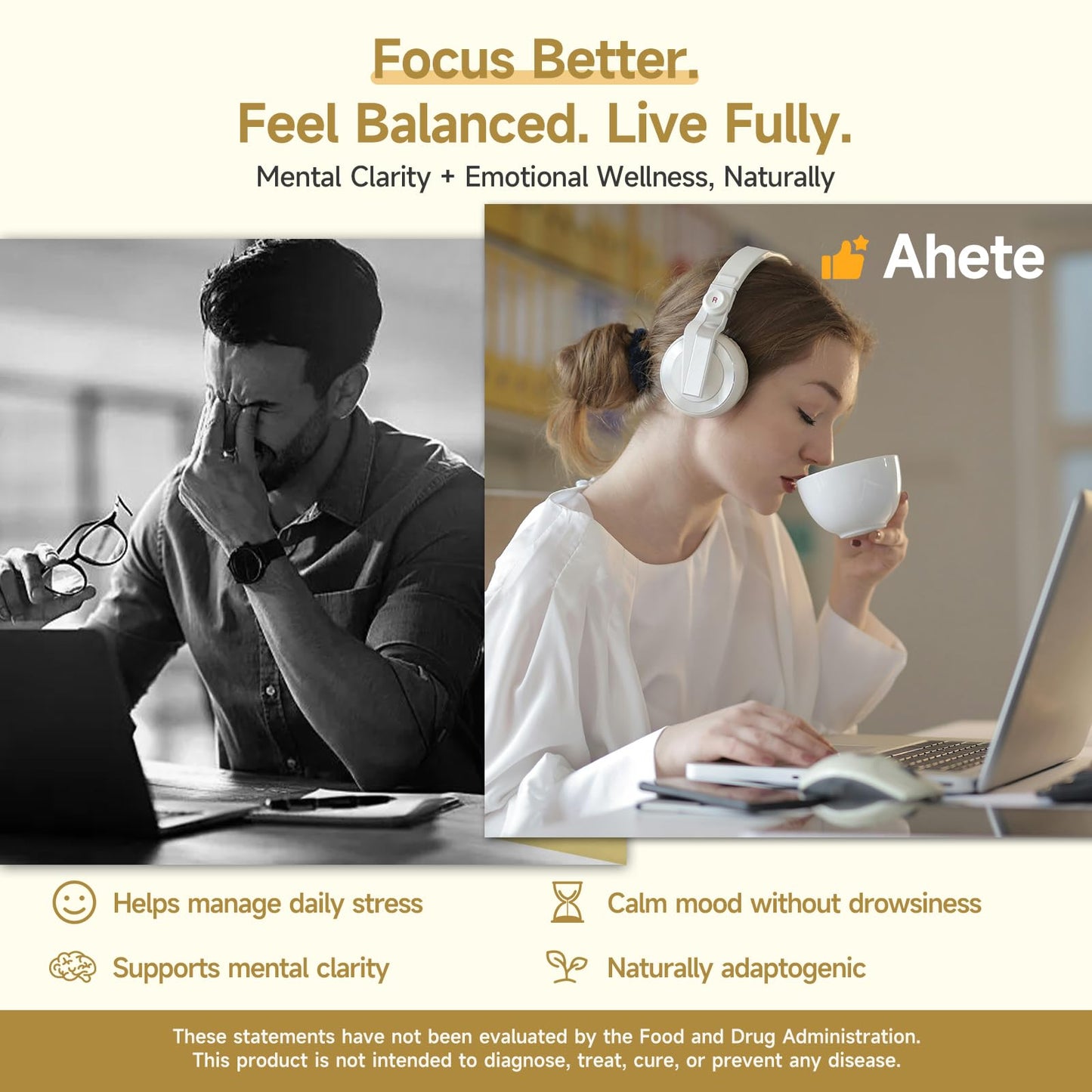 Ahete Ashwagandha Supplement Capsule, 60 Capsules