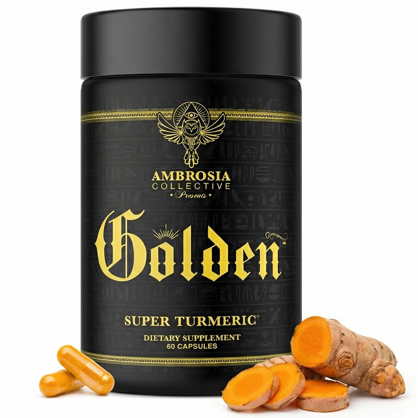 Ambrosia Golden Super Turmeric Bioavailable Curcumin HydroCurc Gut, Brain & Joint Support 765mg Active Curcuminoids Capsules 60 Count