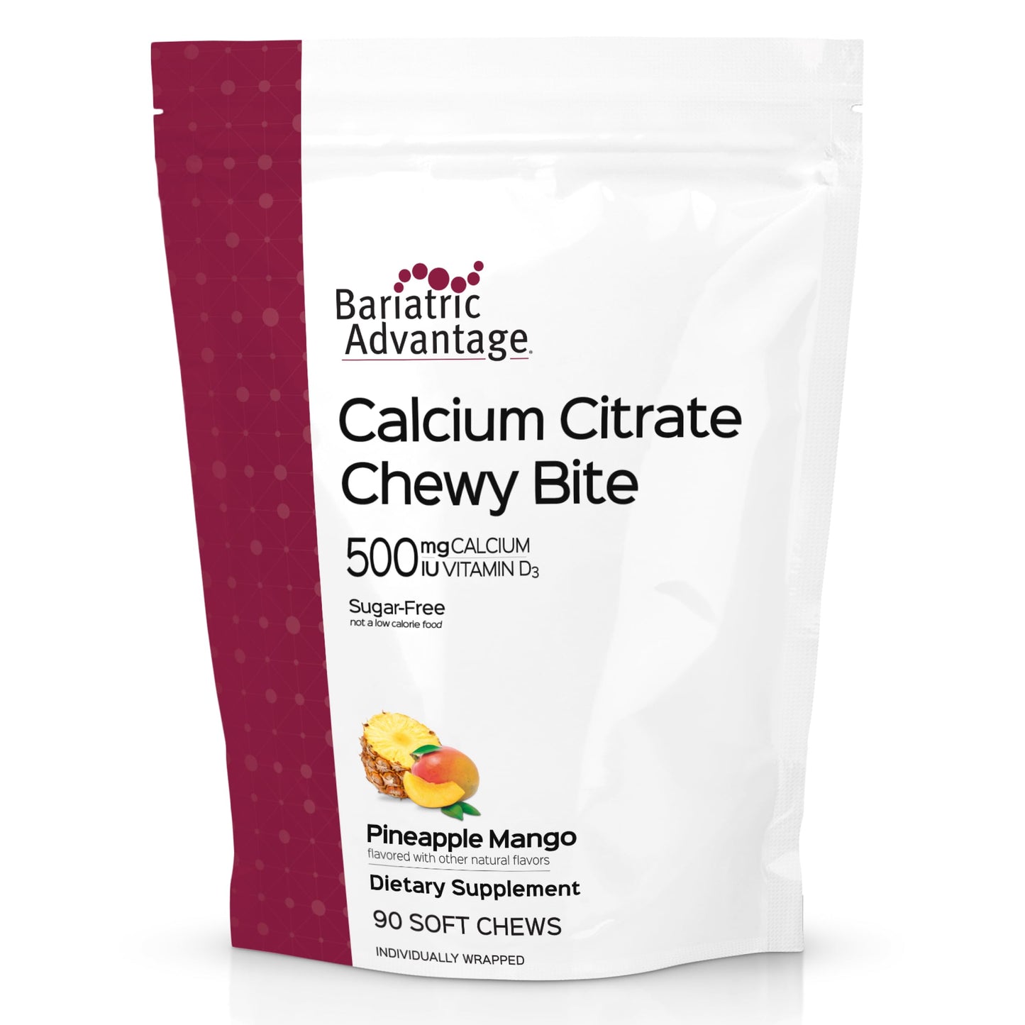 Bariatric Advantage Calcium Citrate Chewy Bites Pineapple Mango Gummy 19.4