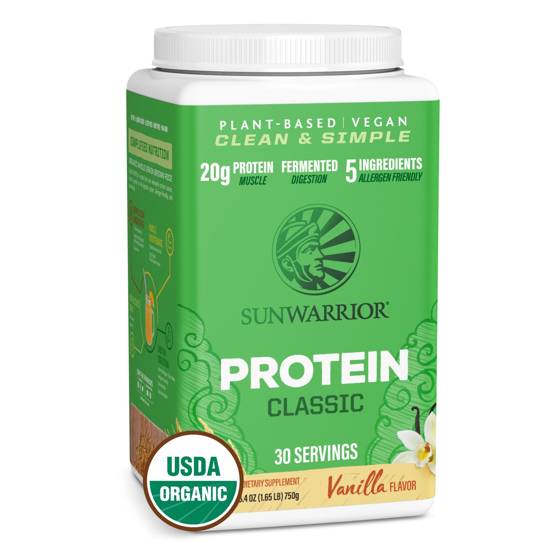 Sunwarrior Organic Classic Vanilla Protein Powder, 26.46 Servings