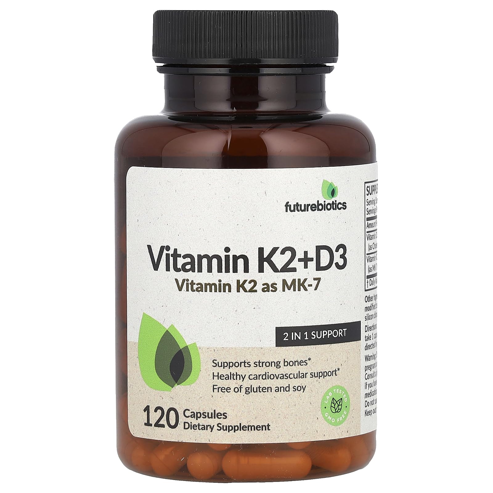 Futurebiotics Vitamin K2 + D3 Capsules, 120 Count